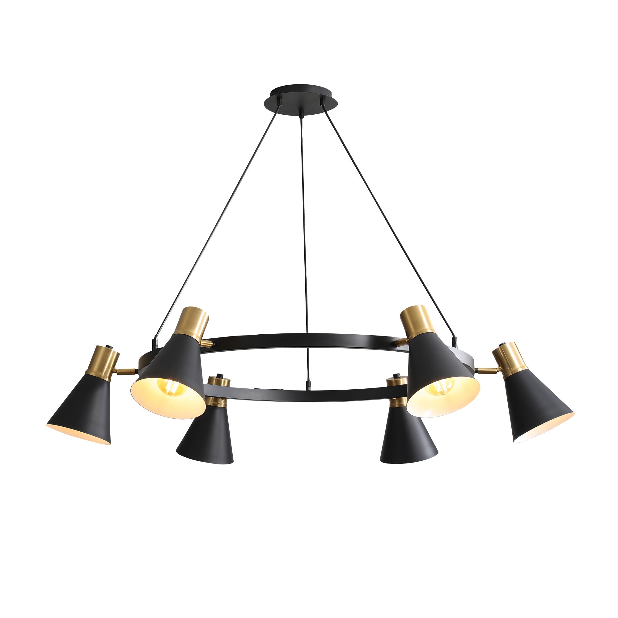 Norbert Black & Satin Brass 6 Light Round Spotlight Pendant