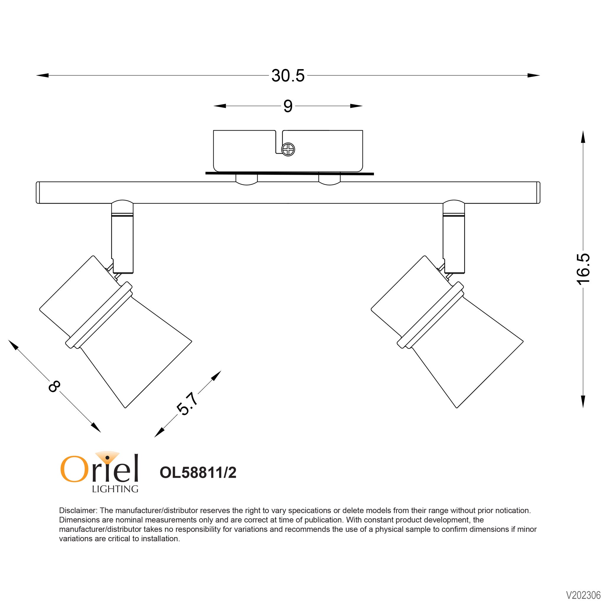Yarra Black GU10 2 Light Adjustable Spotlight