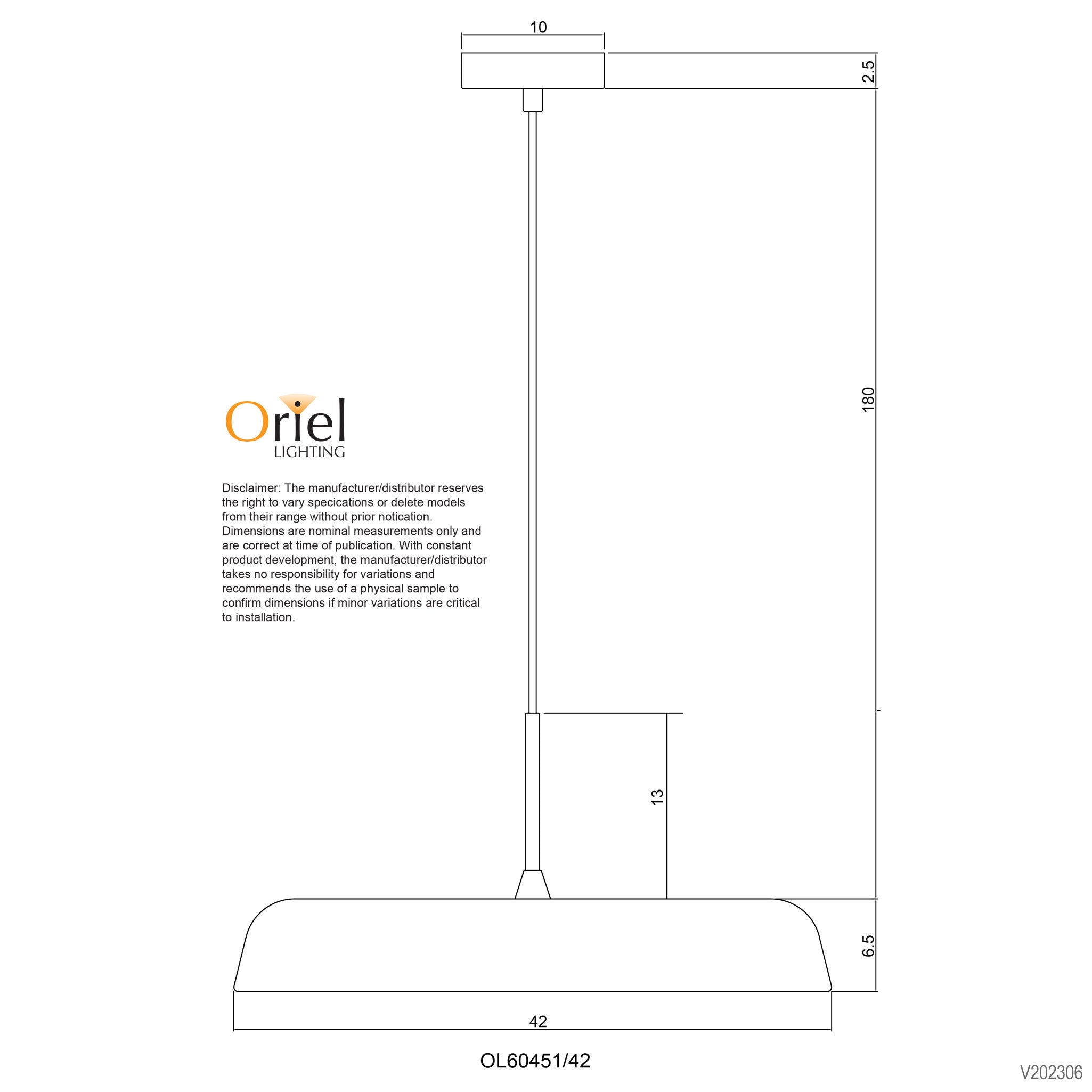 Madison.42 Black & Opal 24W CCT LED Pendant
