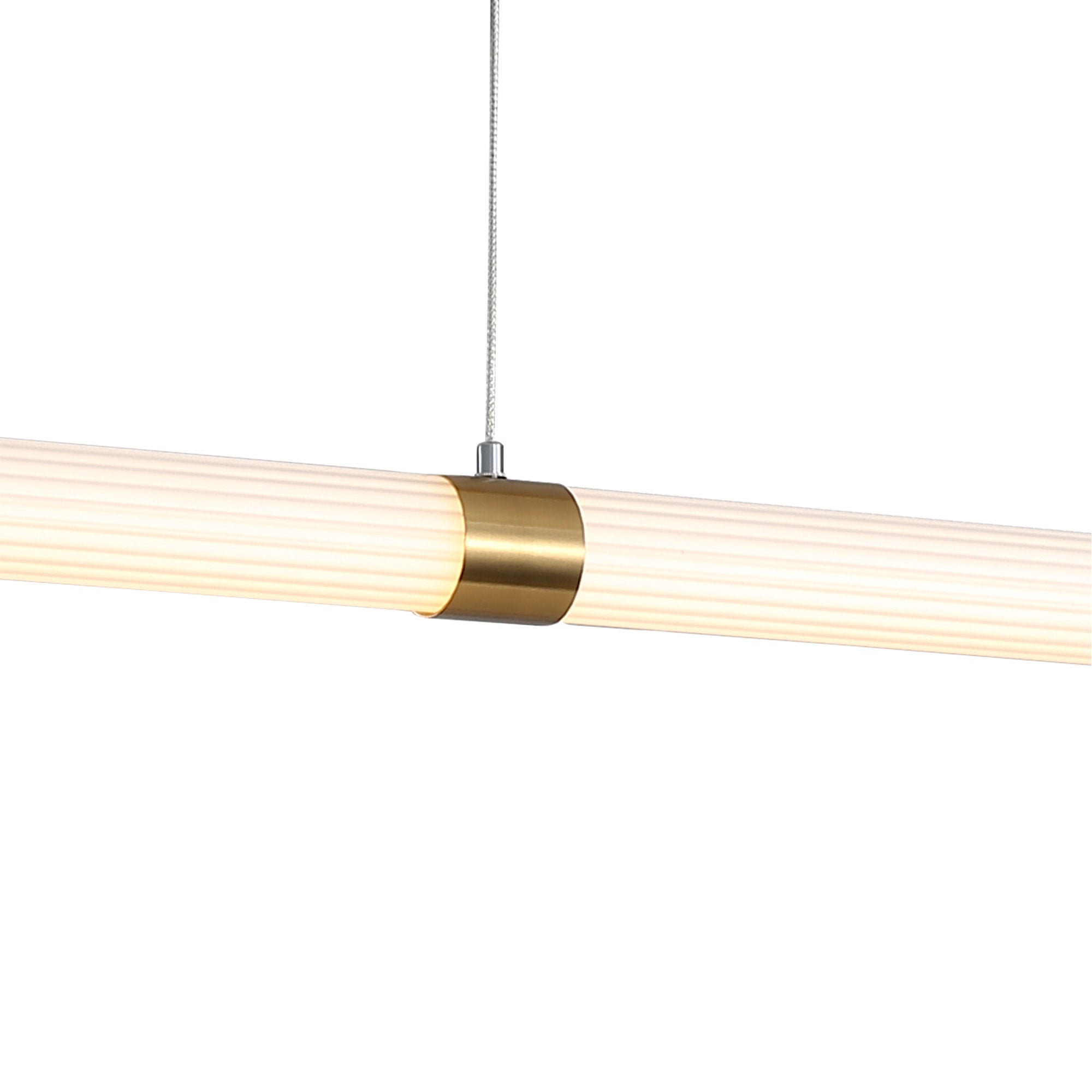 Maxwell Satin Brass & Opal Ribbed Acrylic 30W CCT Linear LED Pendant