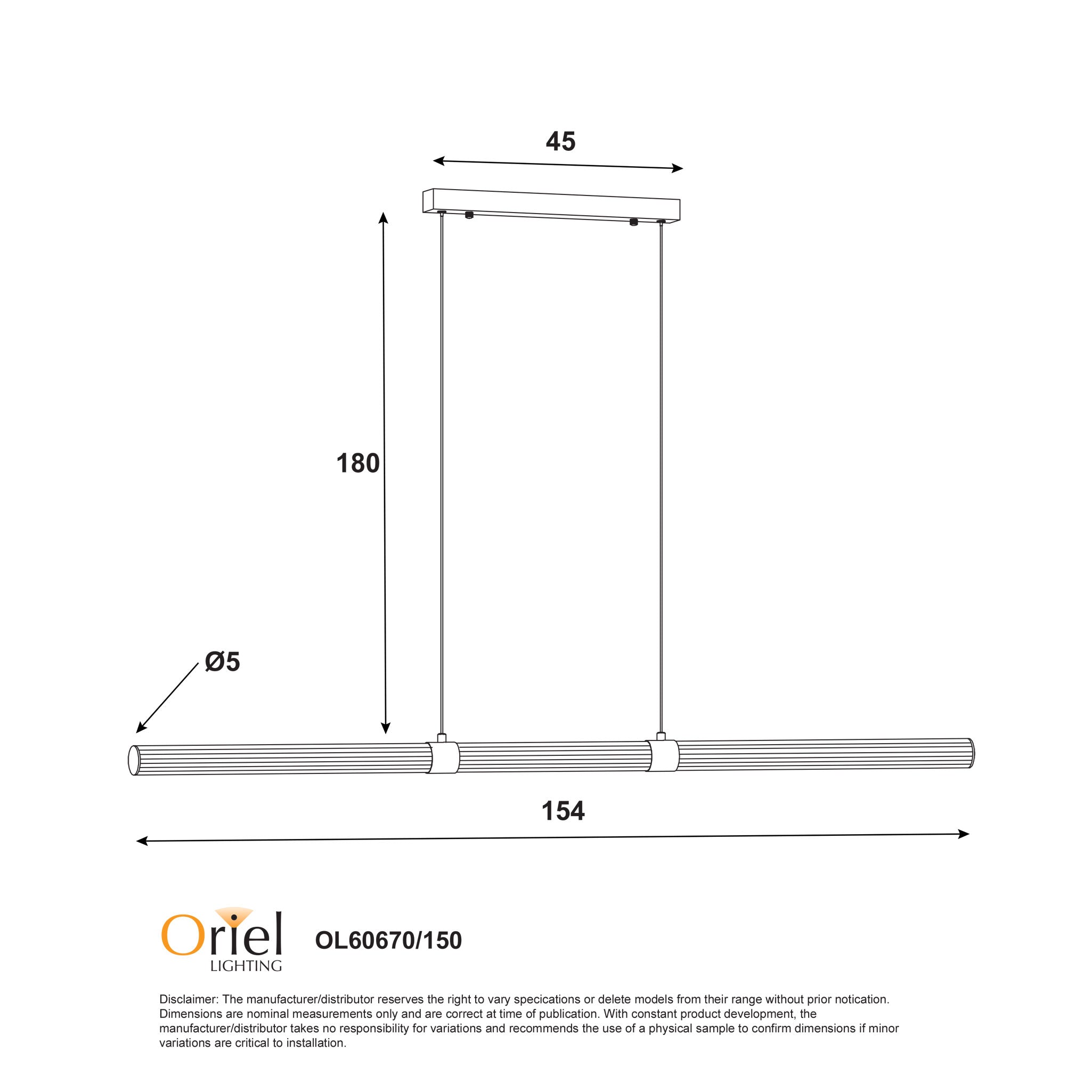Maxwell Satin Brass & Opal Ribbed Acrylic 30W CCT Linear LED Pendant