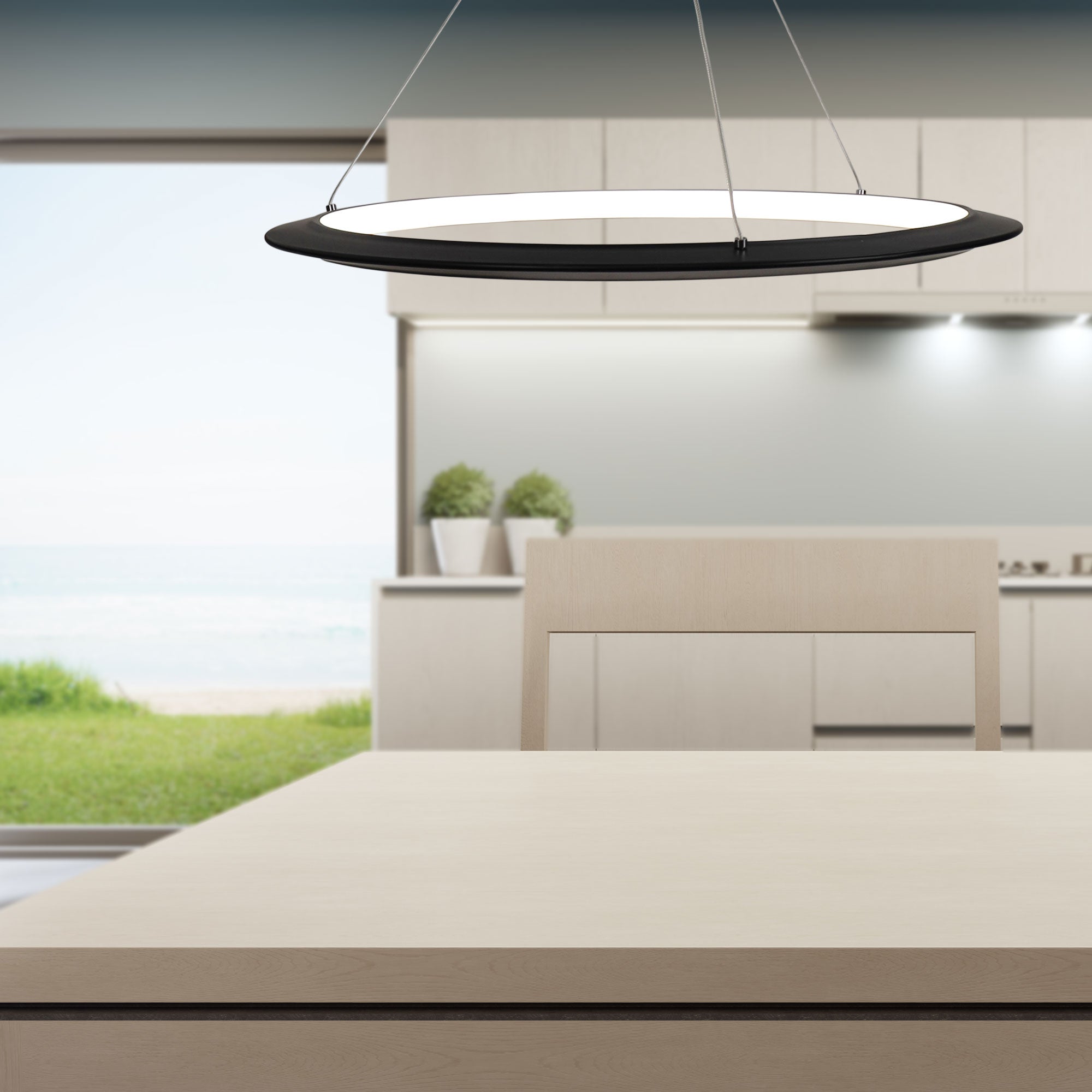 Saturn.60 Black 24W CCT Modern LED Halo Pendant