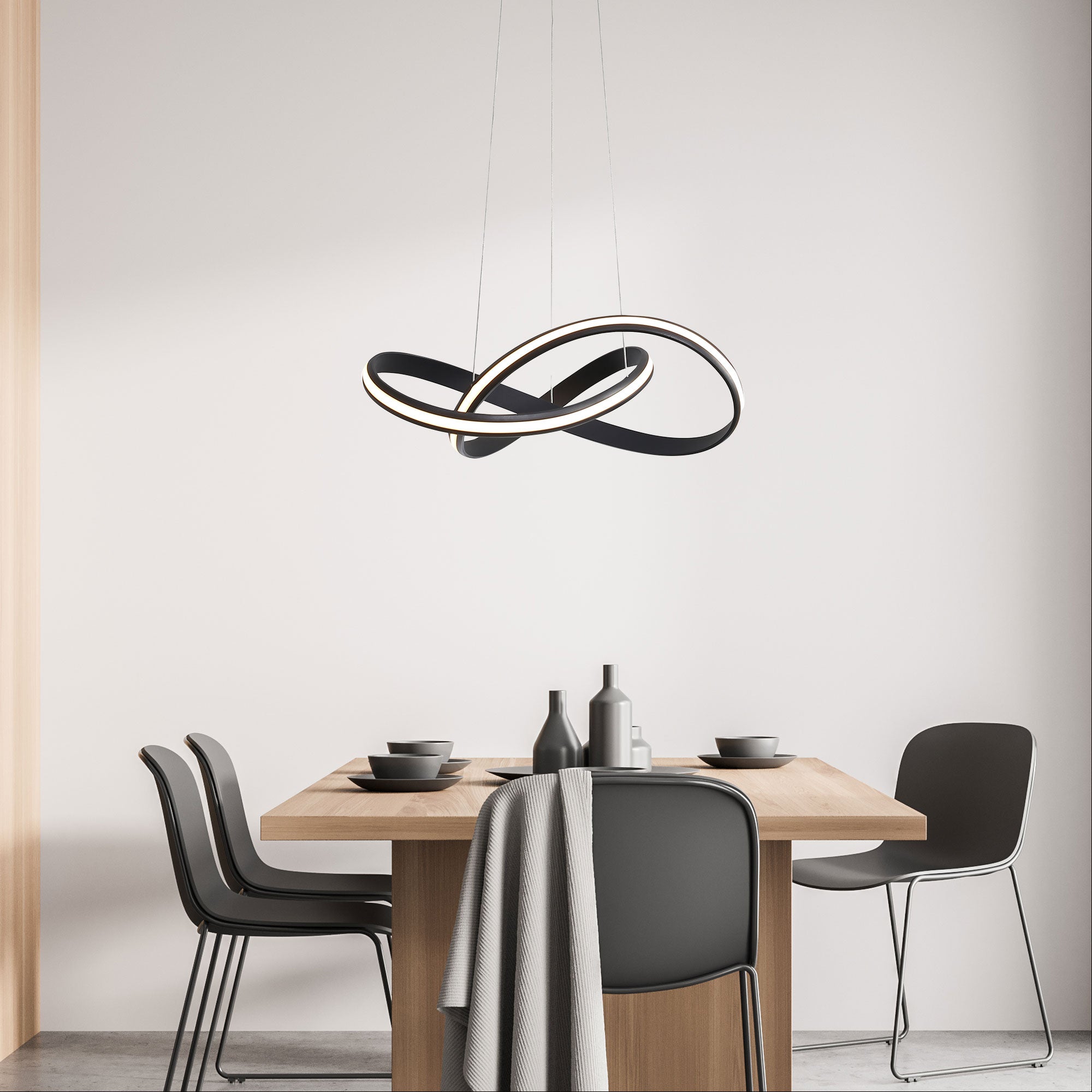 Spira Black 45W CCT Knotted LED Pendant