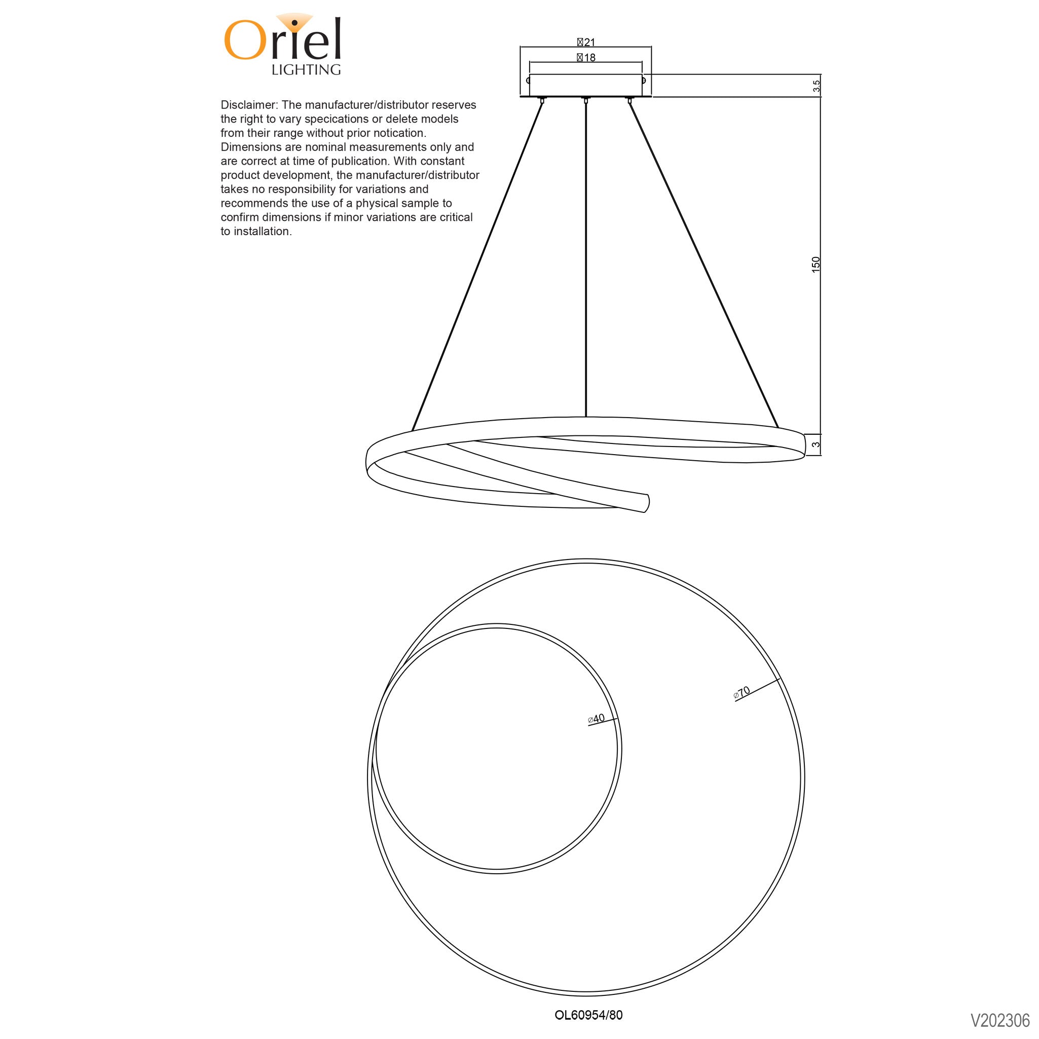 Infinity White 50W 4000K Modern LED Spiral Pendant