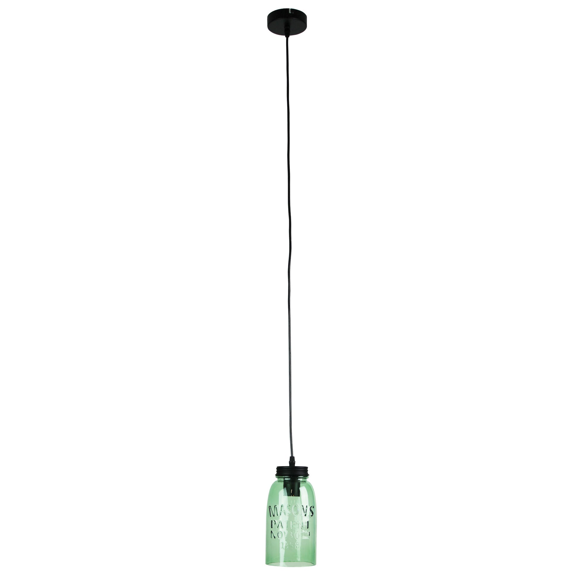 Mason Vintage Preserving Jar Pendant Green Glass