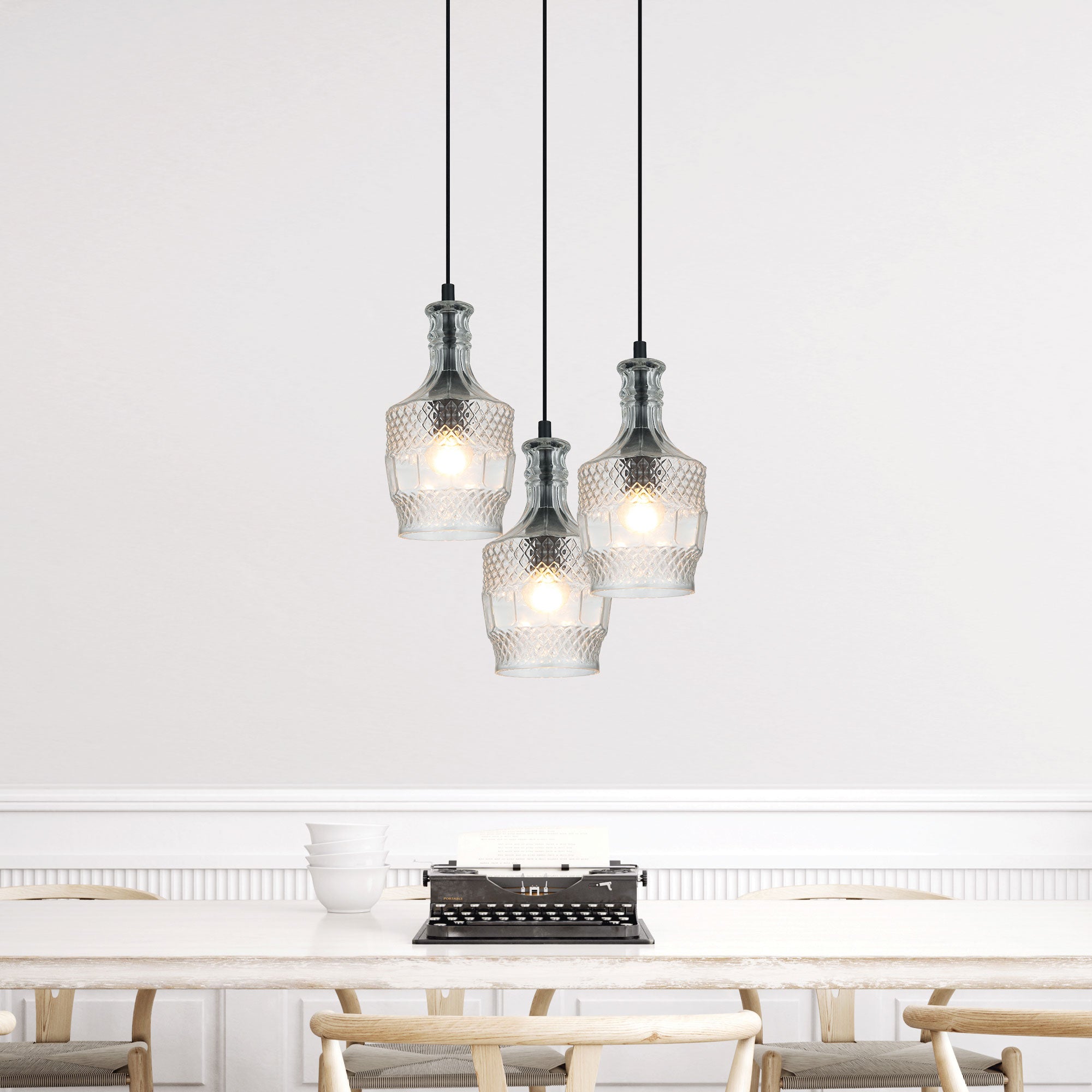 Decant.3 Clear Cut-Glass Retro Vintage Pendant