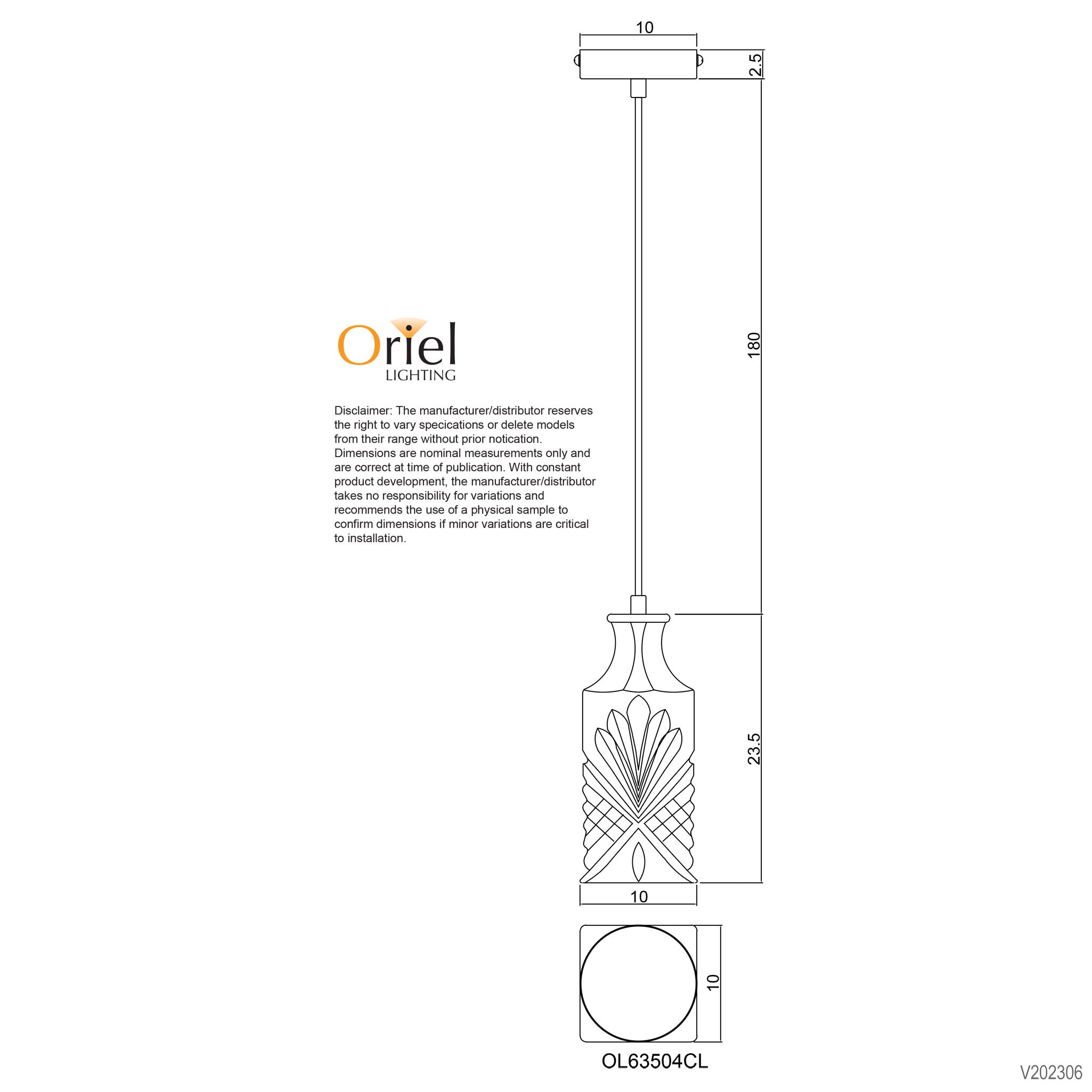 Decant.4 Clear Cut-Glass Retro Vintage Pendant