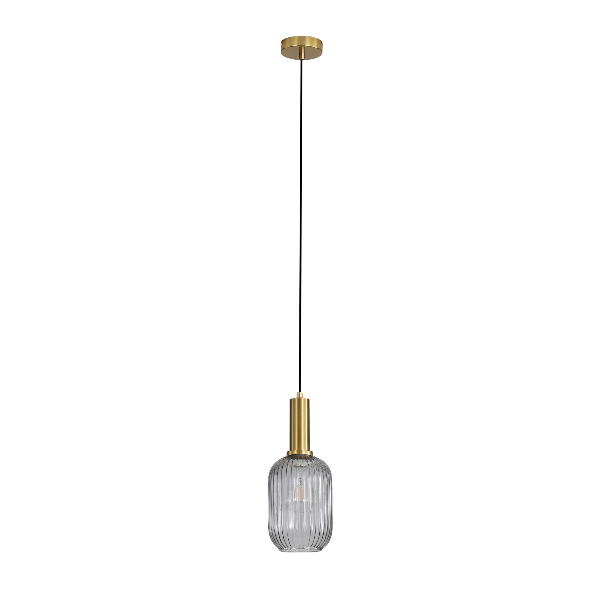Luxe 130 Smoke Ribbed Glass Pendant