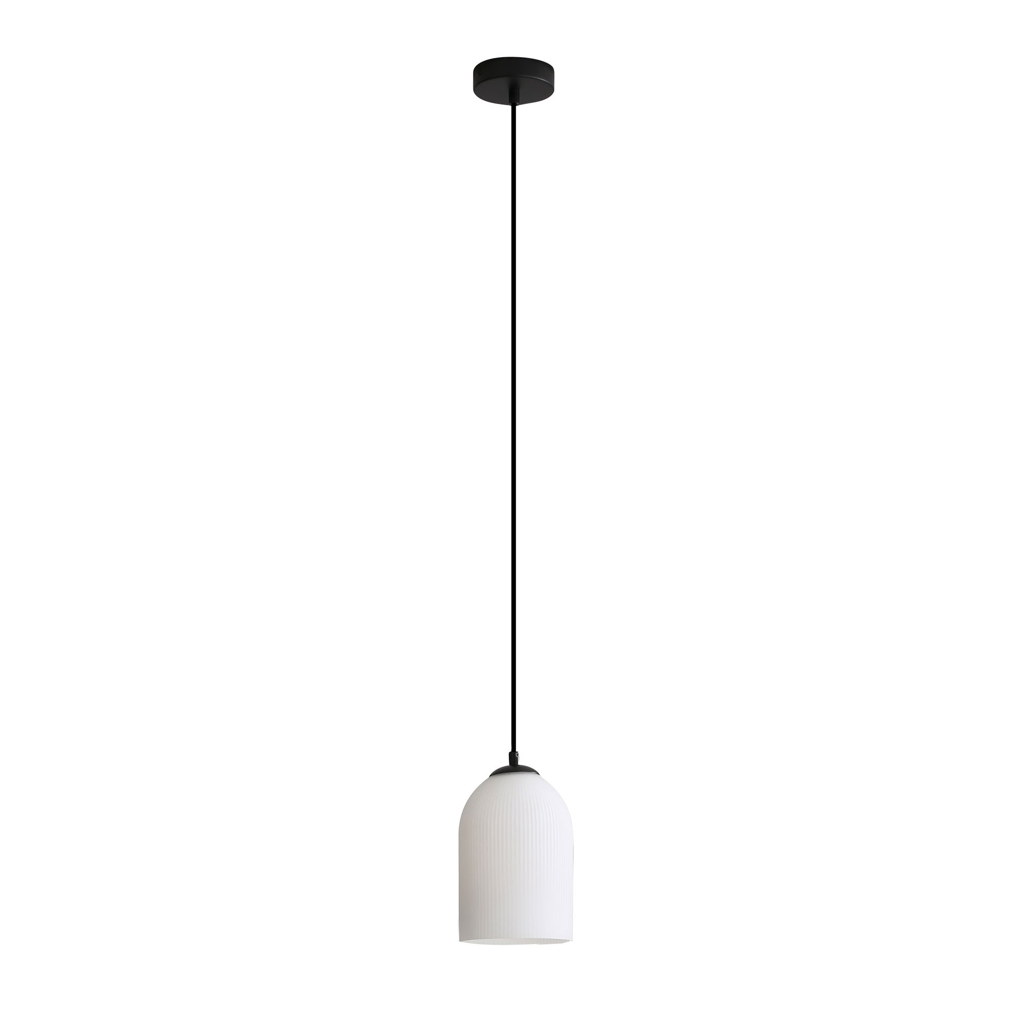 Arley Black & Opal Ribbed Glass Pendant