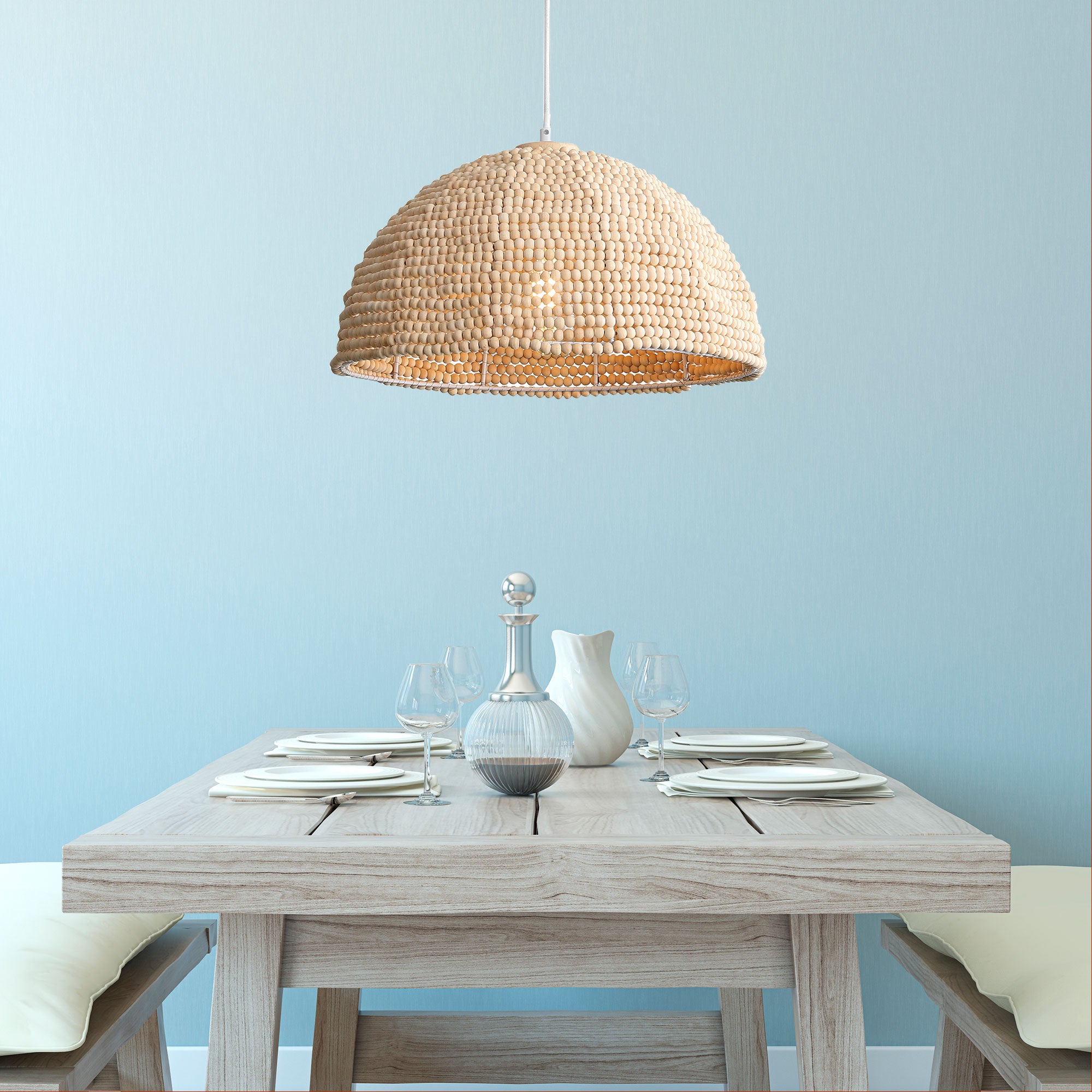 Malaga.38 Natural Wooden Bead Pendant Shade Only