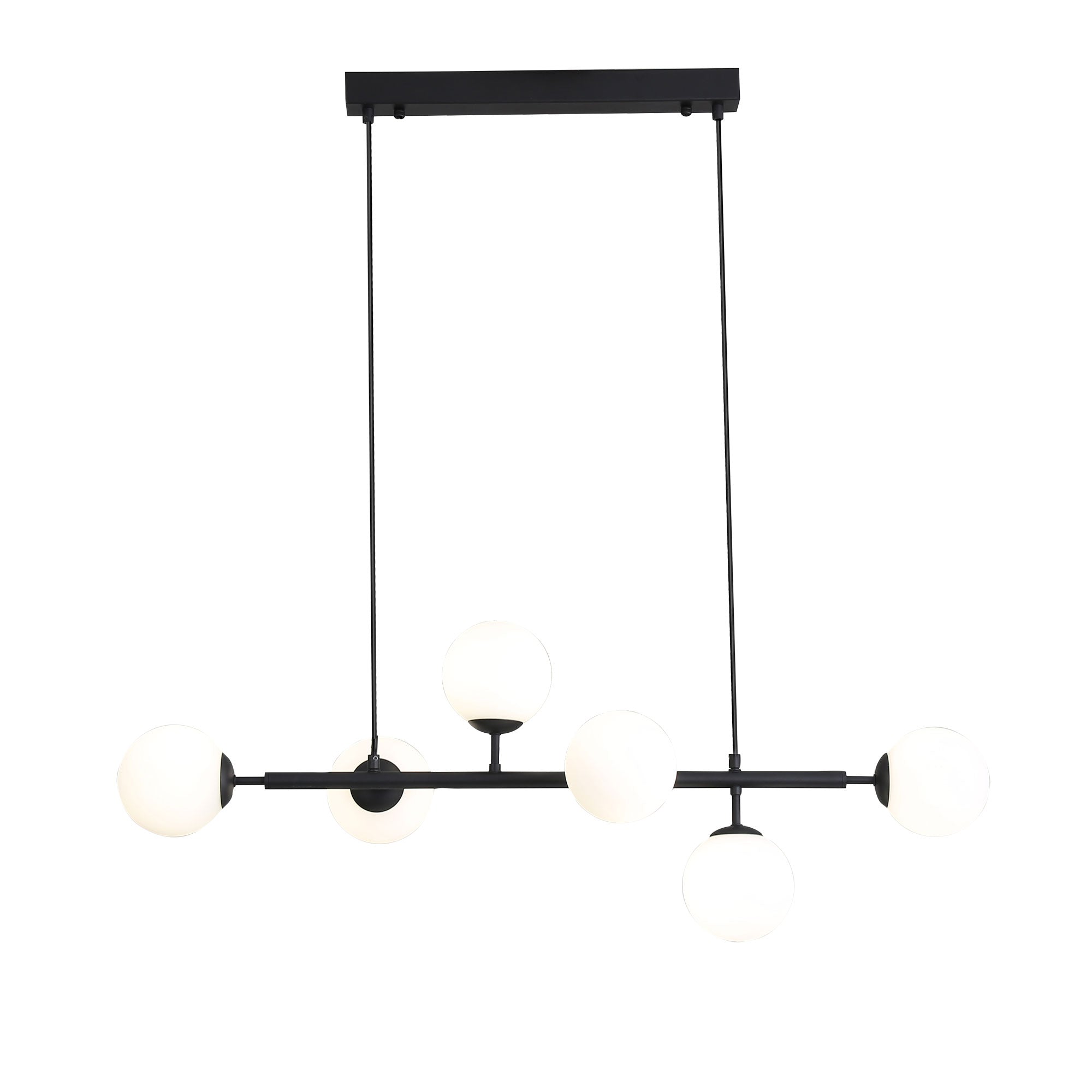 Eva.6 Black & Opal Glass 6 Light Bar Pendant