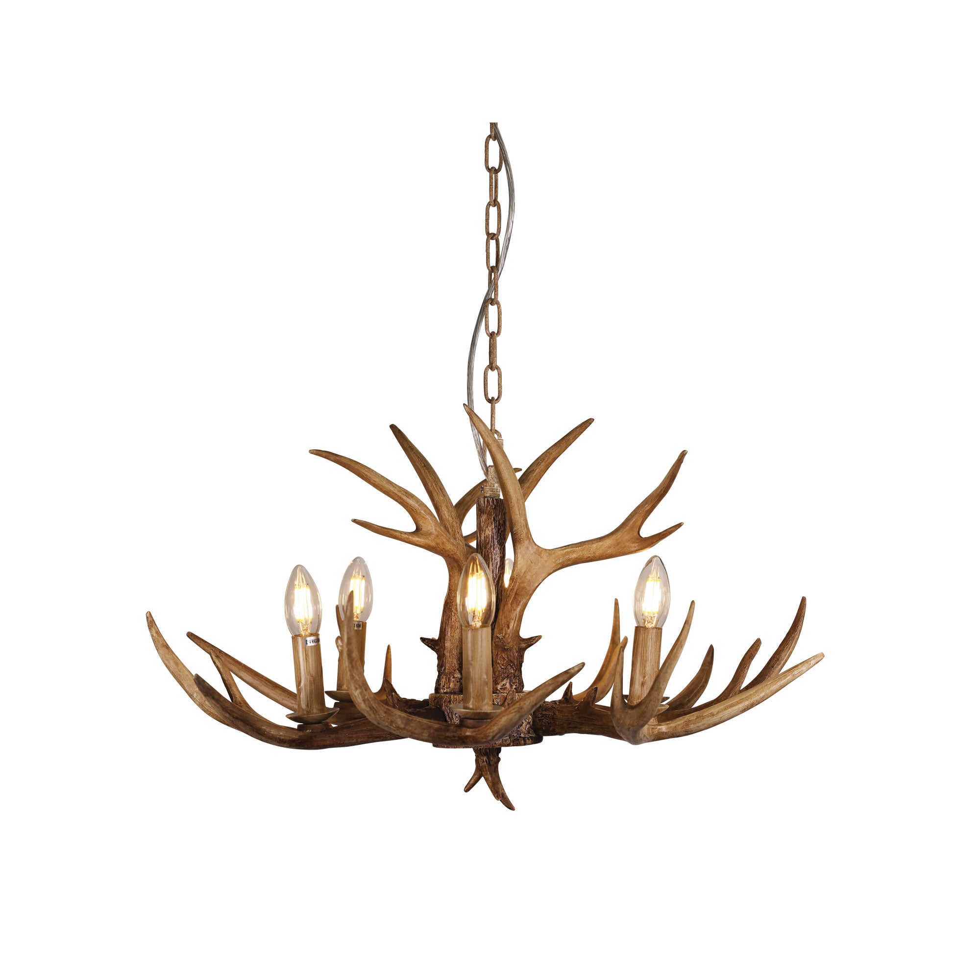 Hyort.6 Natural Brown 6 Light Deer Antler Designer Pendant