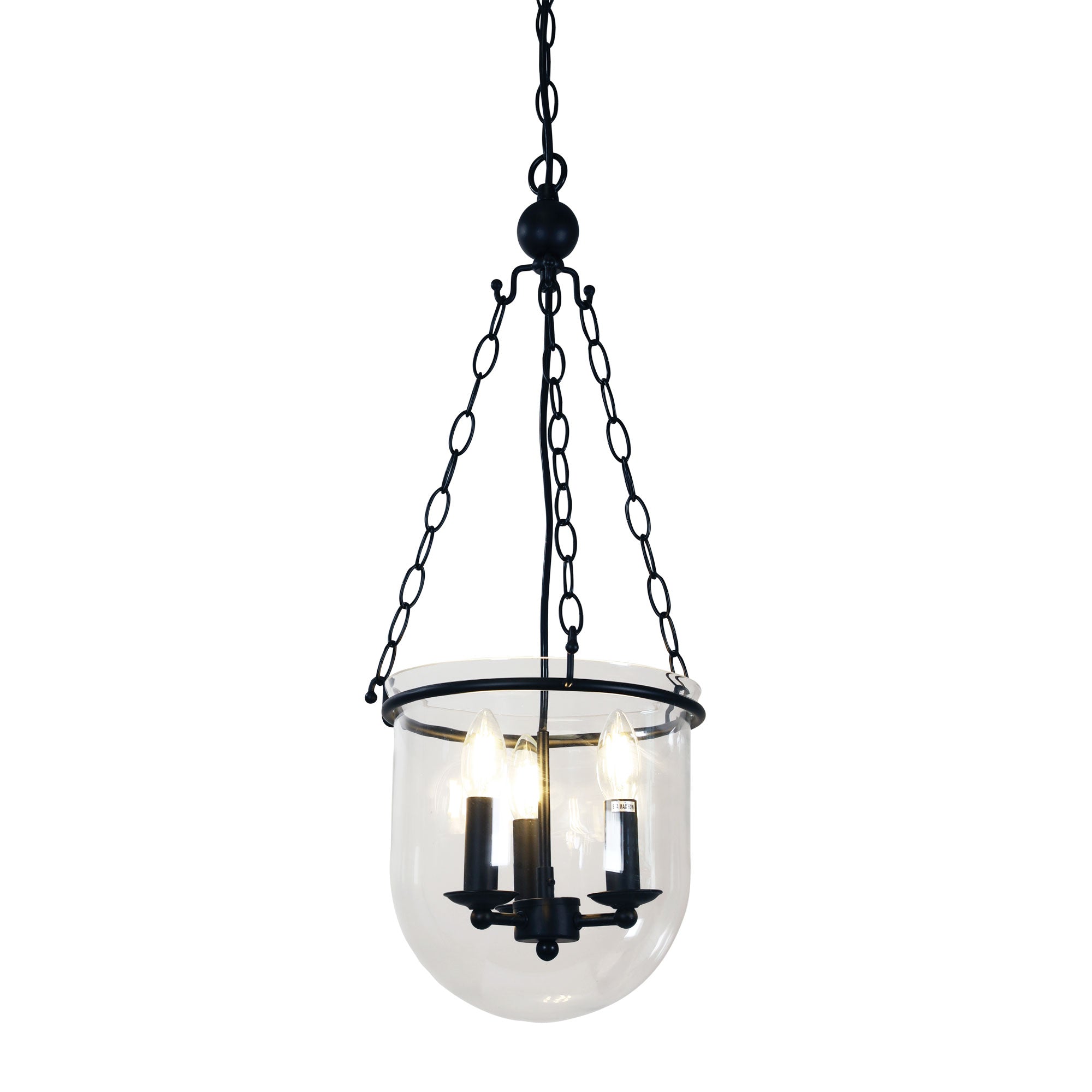 Weston Black & Clear Glass 3 Light Traditional Pendant