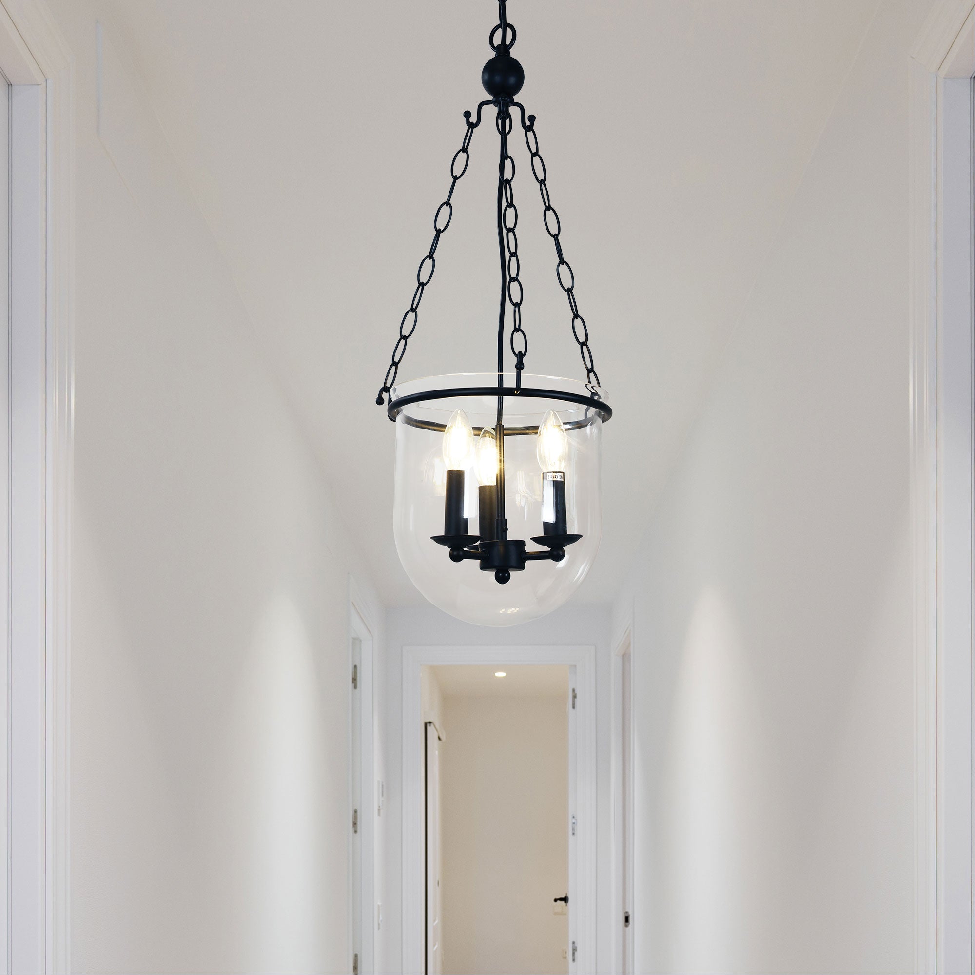 Weston Black & Clear Glass 3 Light Traditional Pendant