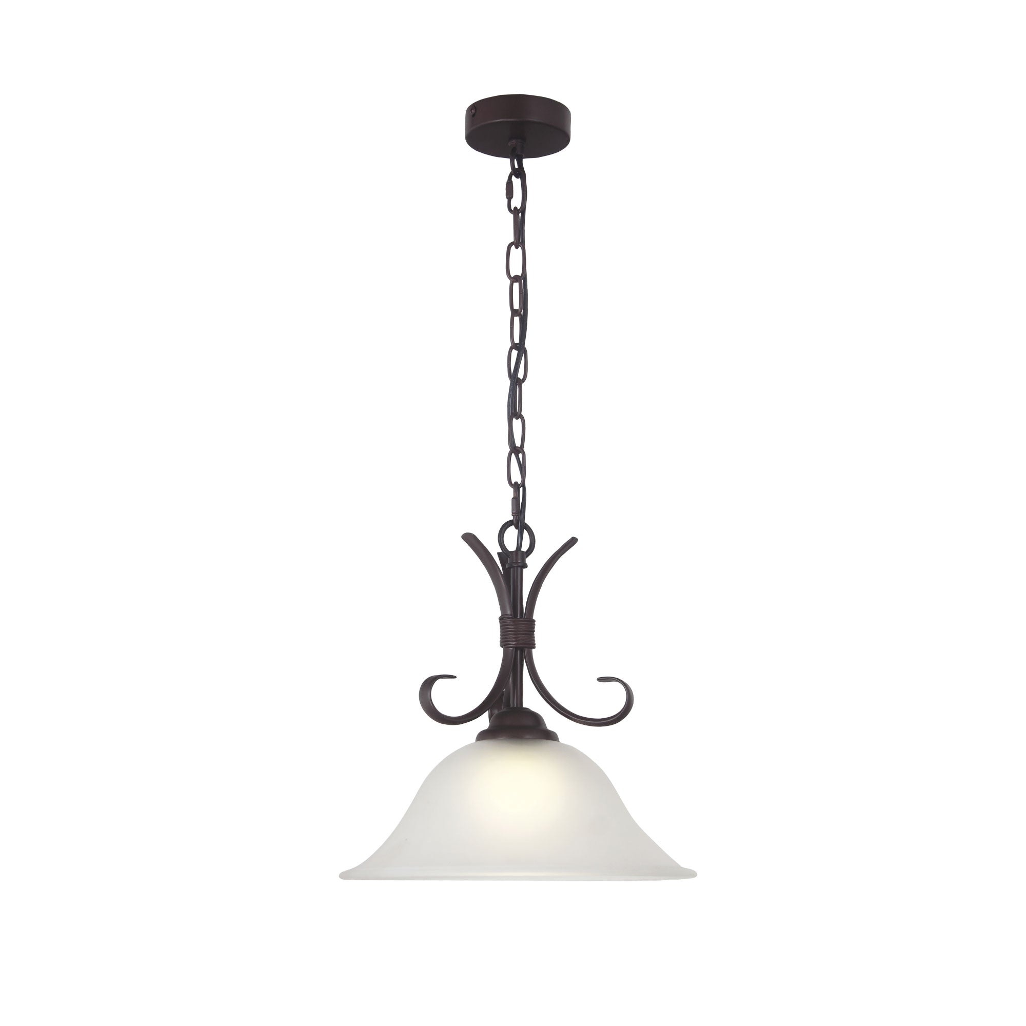 Gaston.II Bronze & Frost Glass 1 Light Traditional Pendant