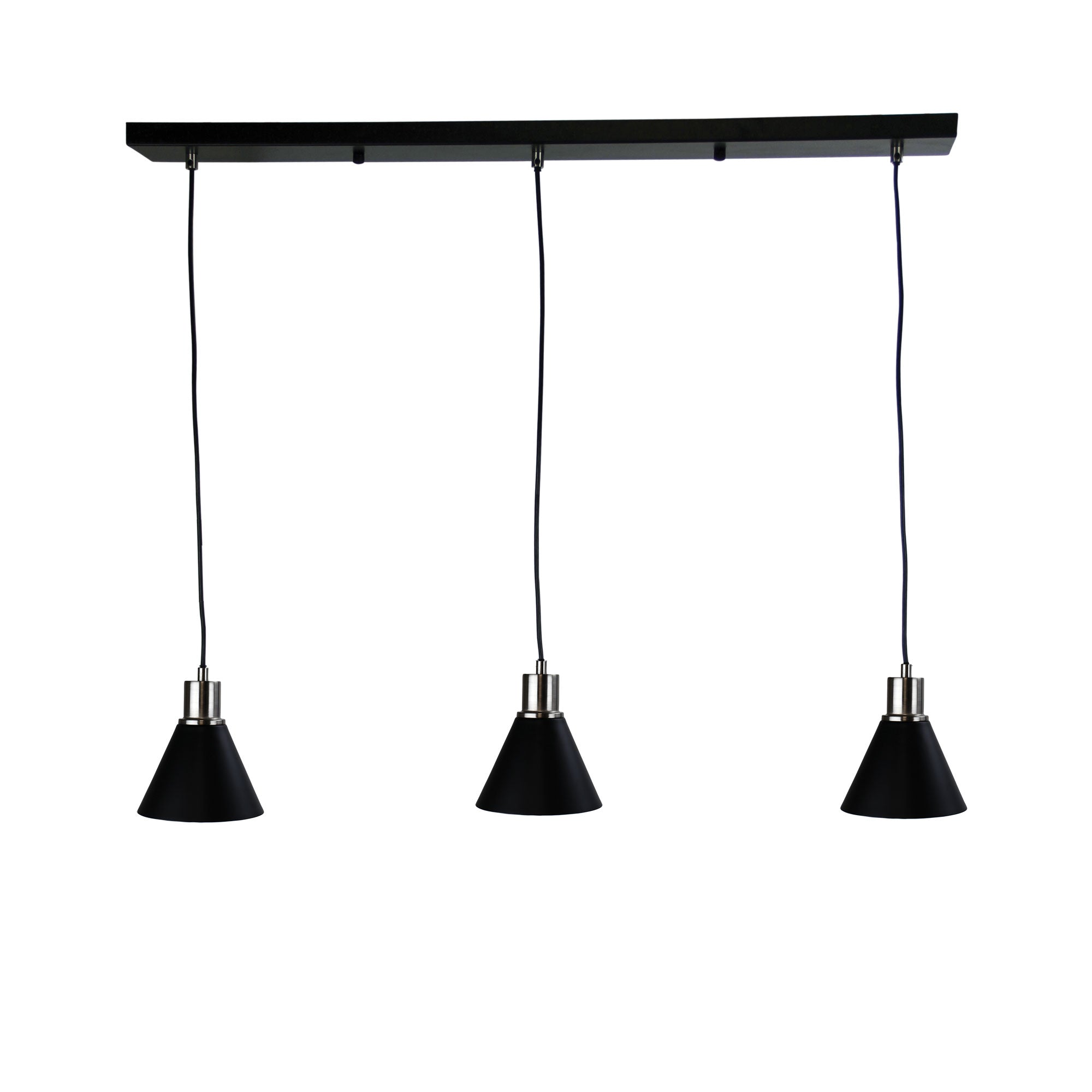 Como 3 Light Black And Brushed Chrome 3 Light Bar Pendant