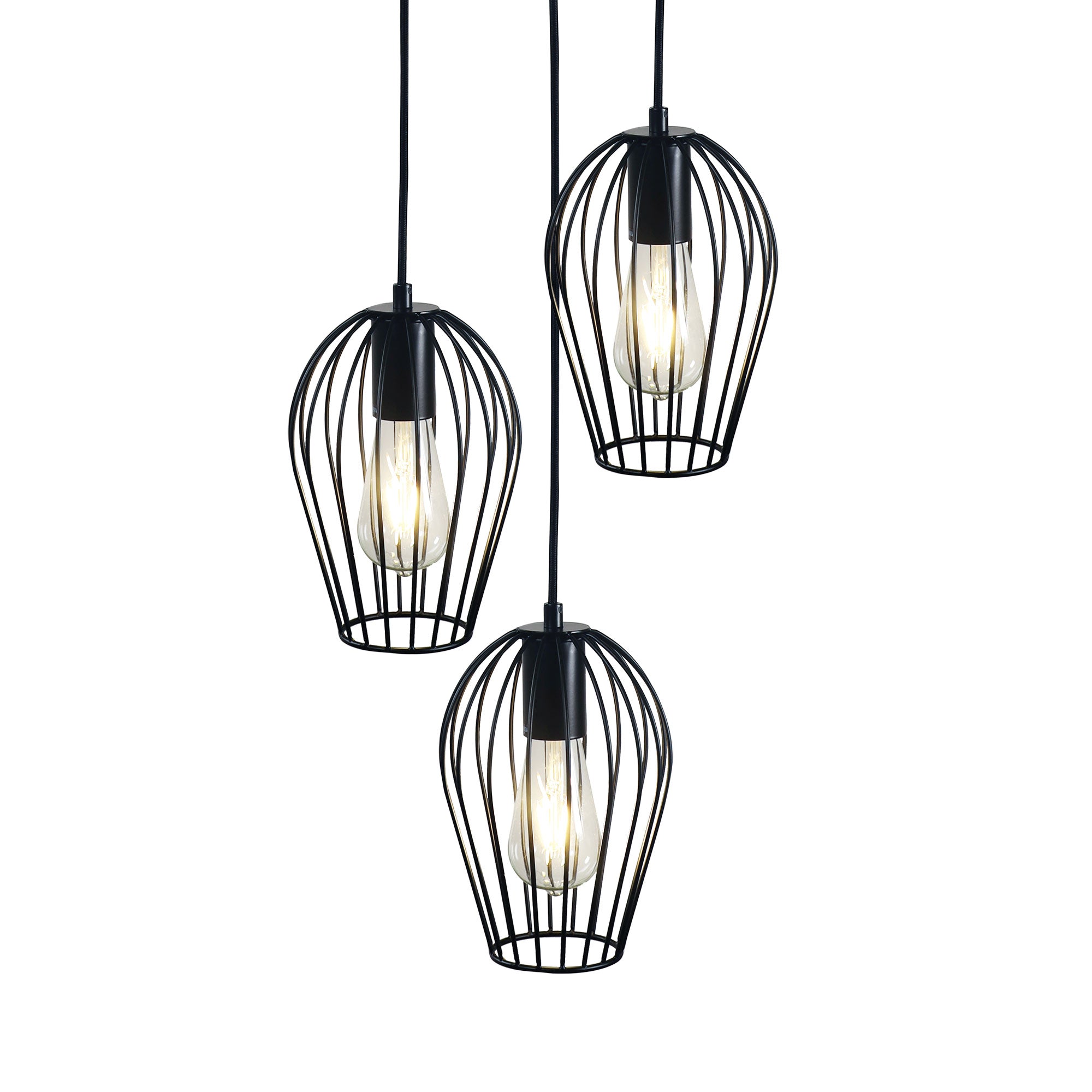 Olam Black 3 Light Cluster Wire Pendant