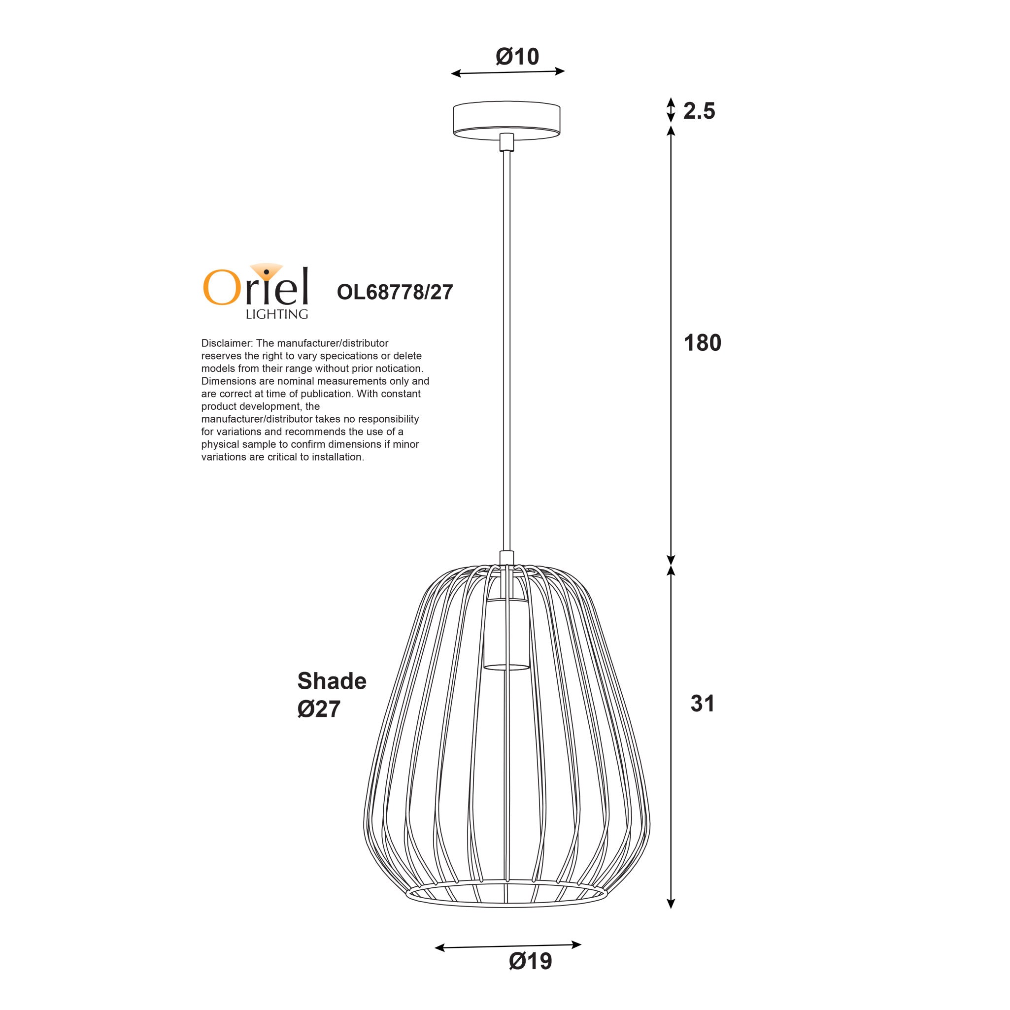 Pera.27 Black Metal Wire Pendant