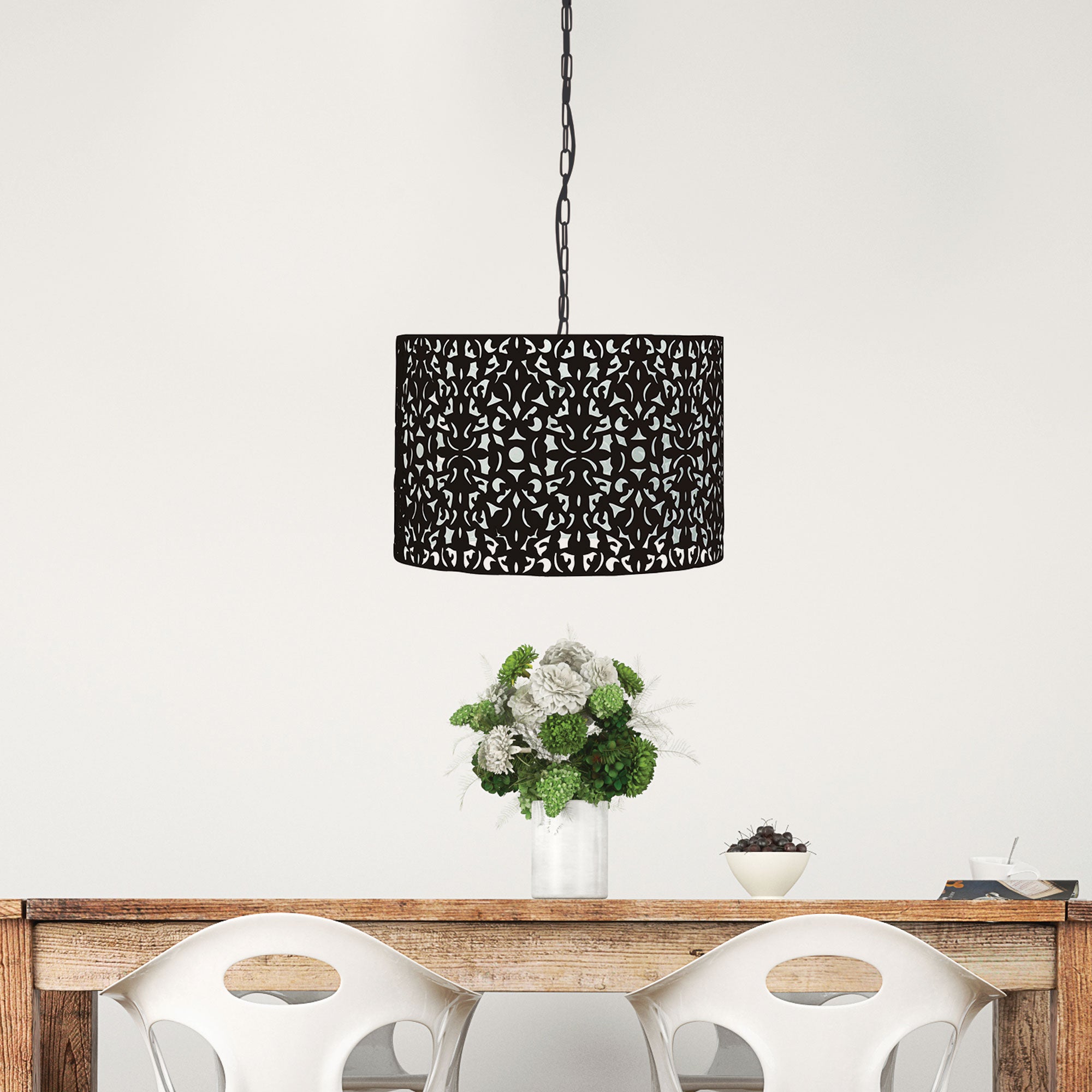 Vicky.45 Laser Cut Metal Pendant Black