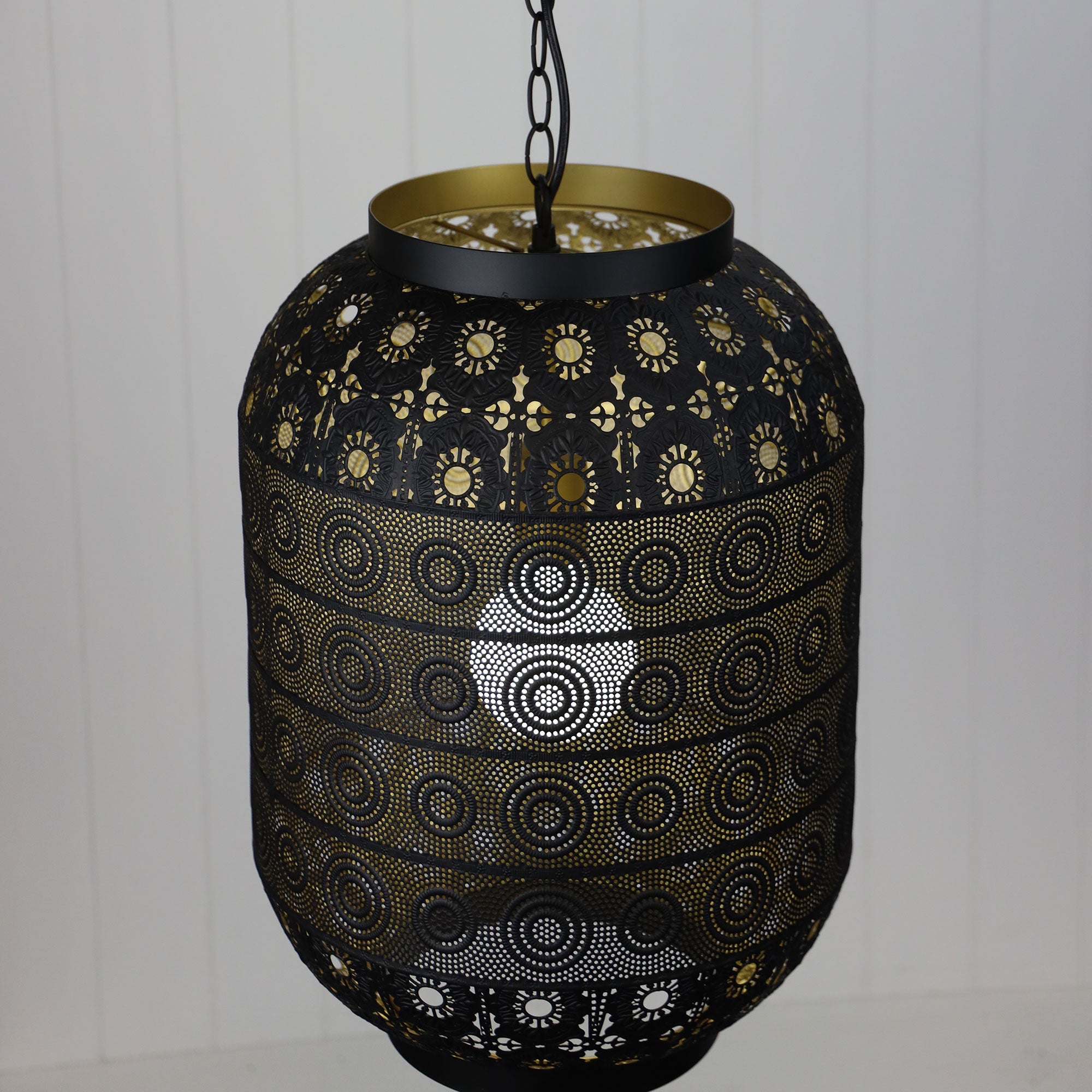 Alhambra.35 Matt Black with Gold Inner Laser Cut Metal Pendant