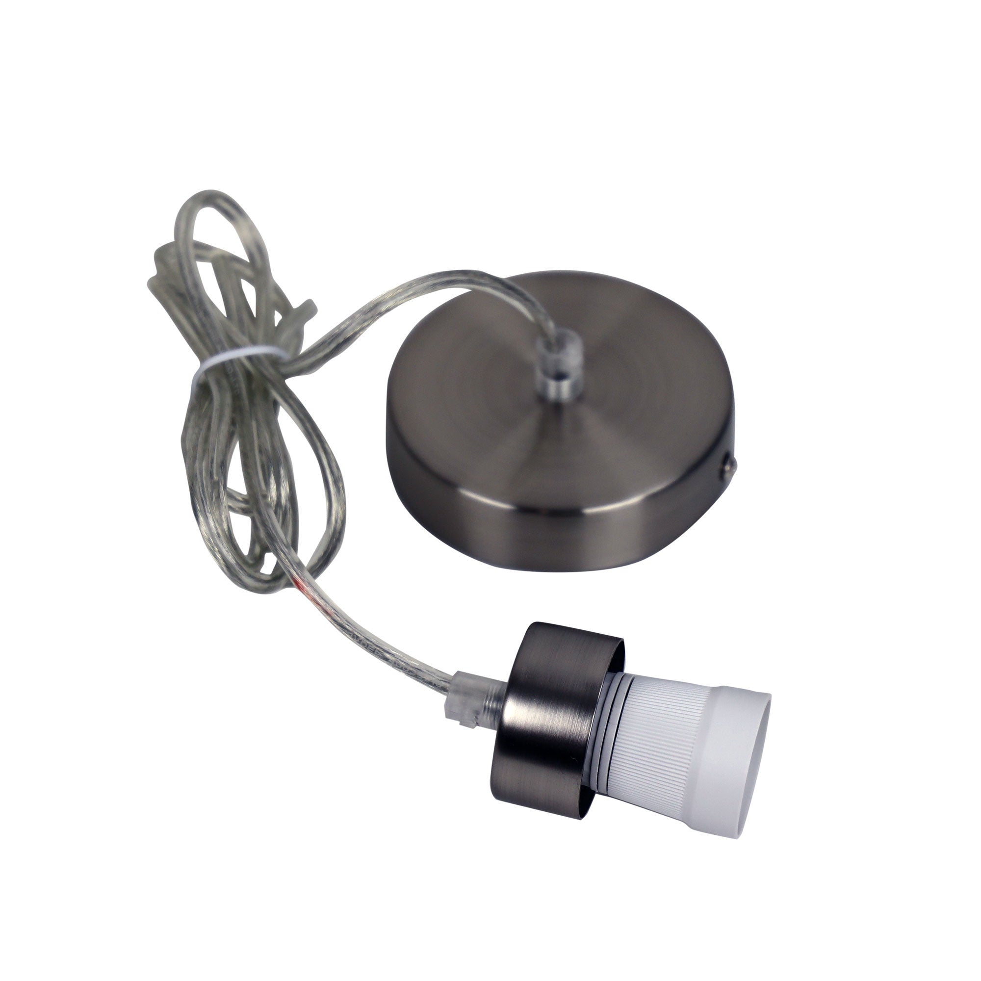 Drop Brushed Chrome with Clear Cord B22 180cm Suspension