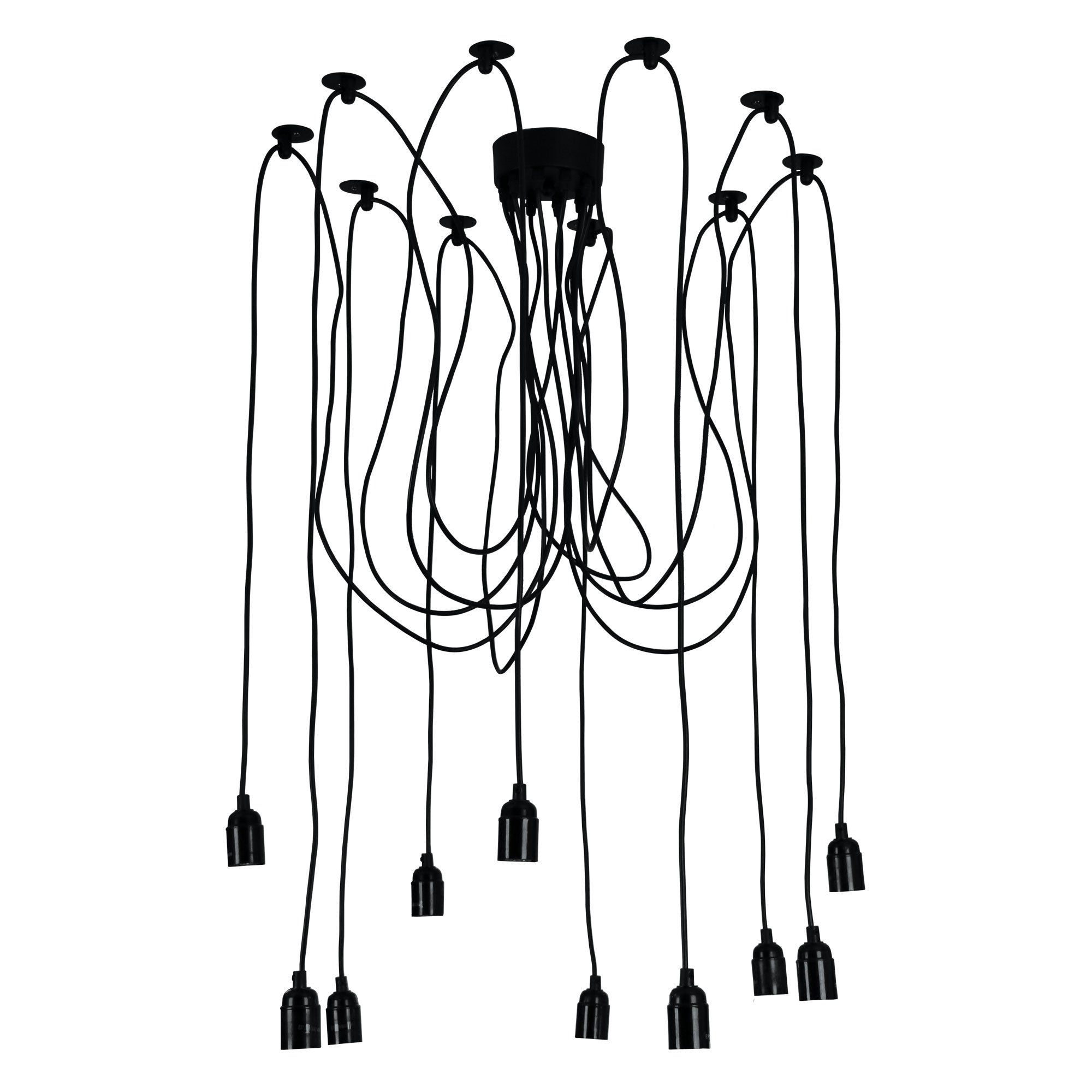 Philly 10 Light Black Retro Industrial Multi 180cm Suspension