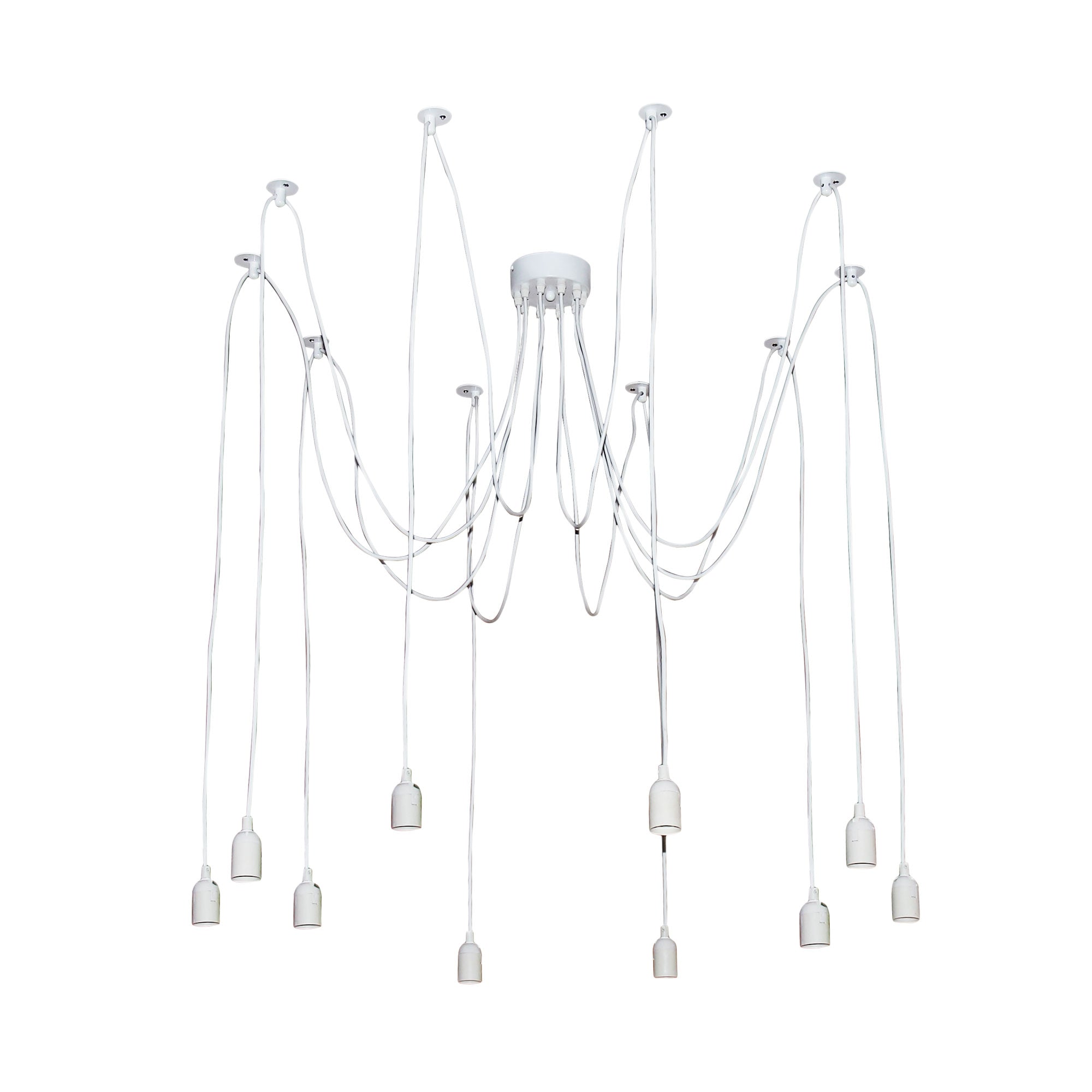 Philly 10 Light White Retro Industrial Multi 180cm Suspension