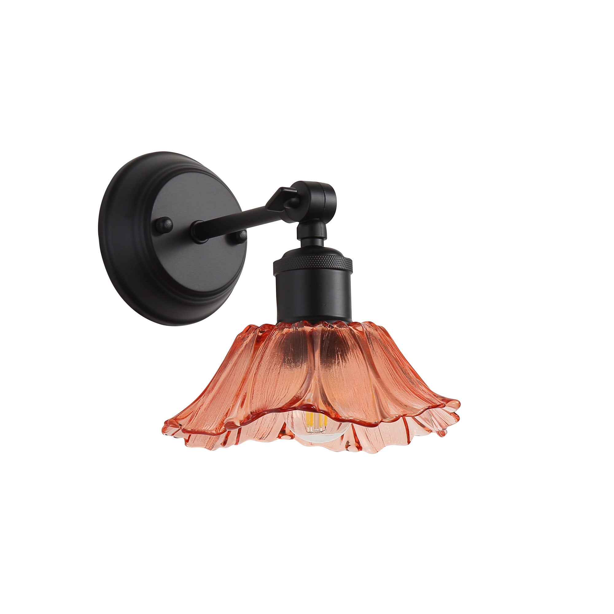 Fleur Pink Black Vintage Glass Wall Light