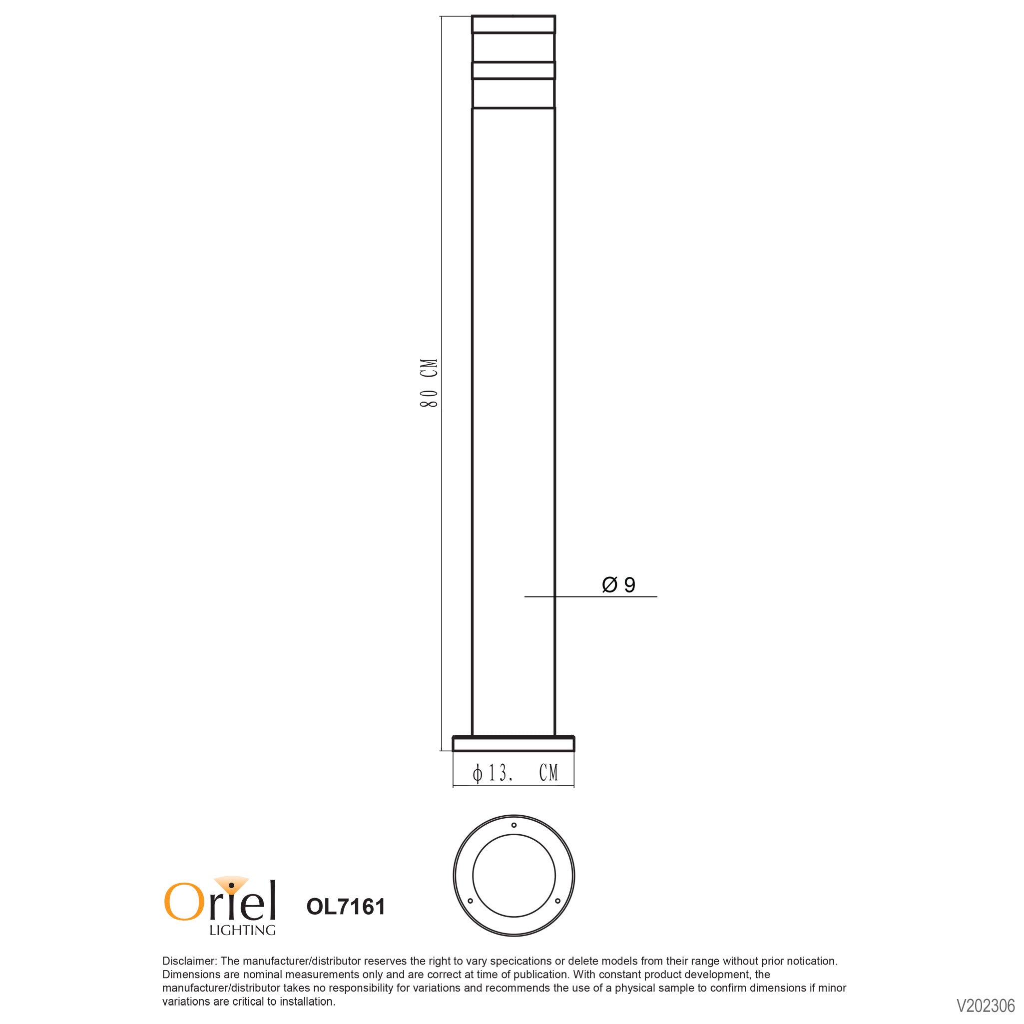Tove Black E27 IP44 Garden Bollard Light