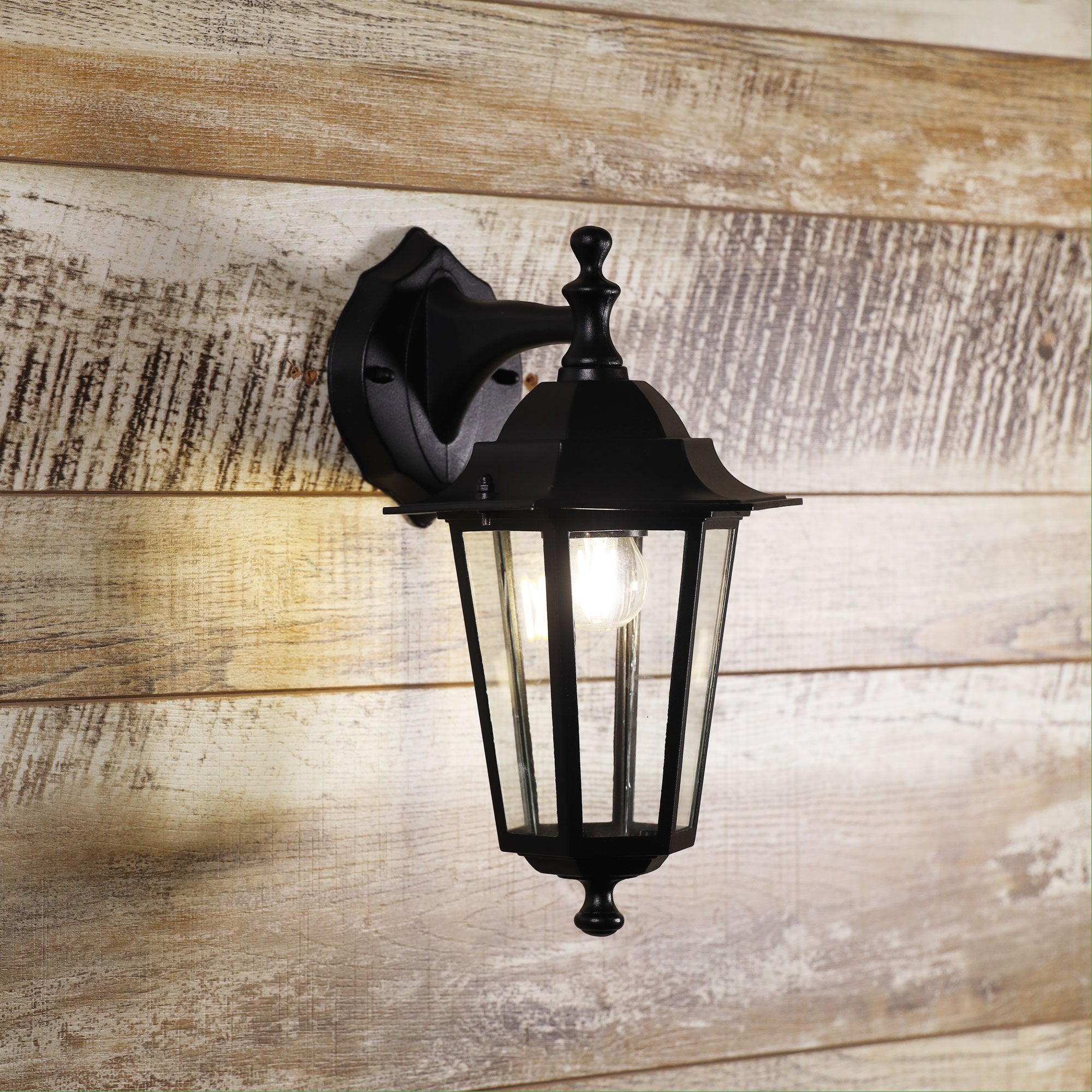 Ascot.Down Black E27 IP44 Traditional Coach Light
