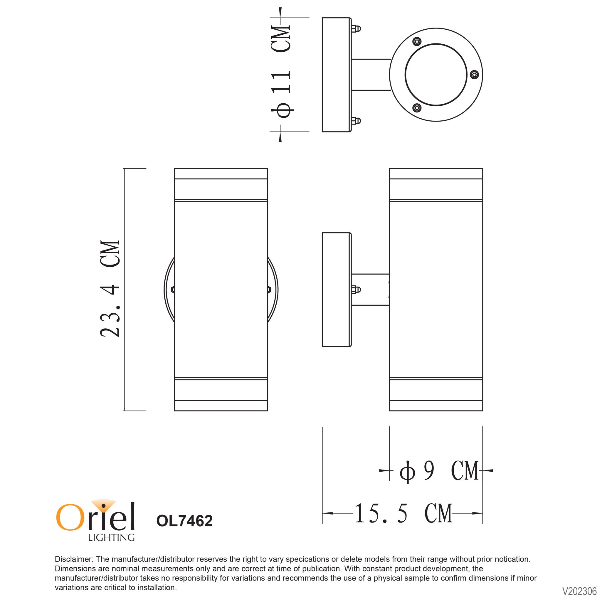 Tove Black GU10 240V IP44 Up/Down Wall Light