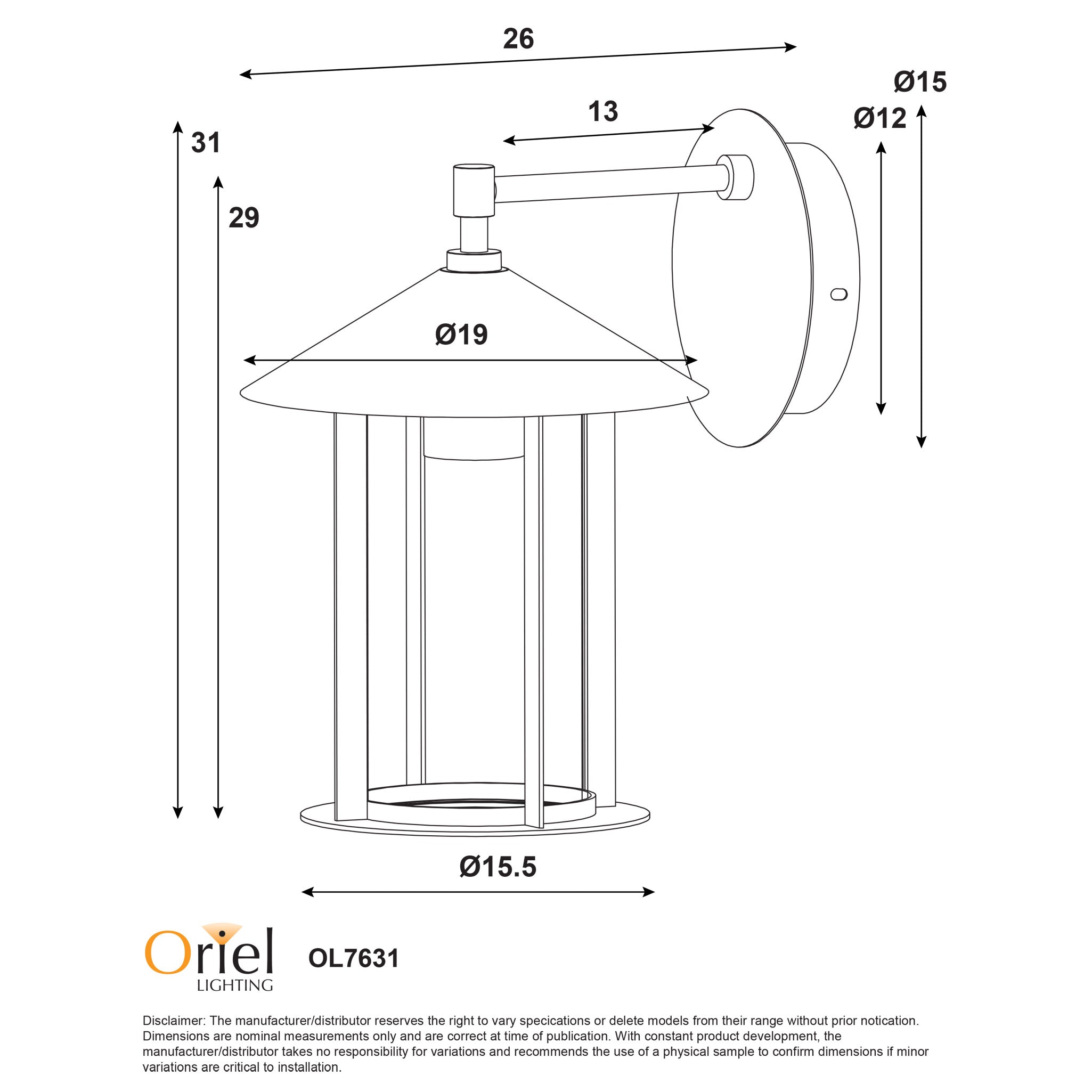 Holford White E27 IP44 Outdoor Wall Light