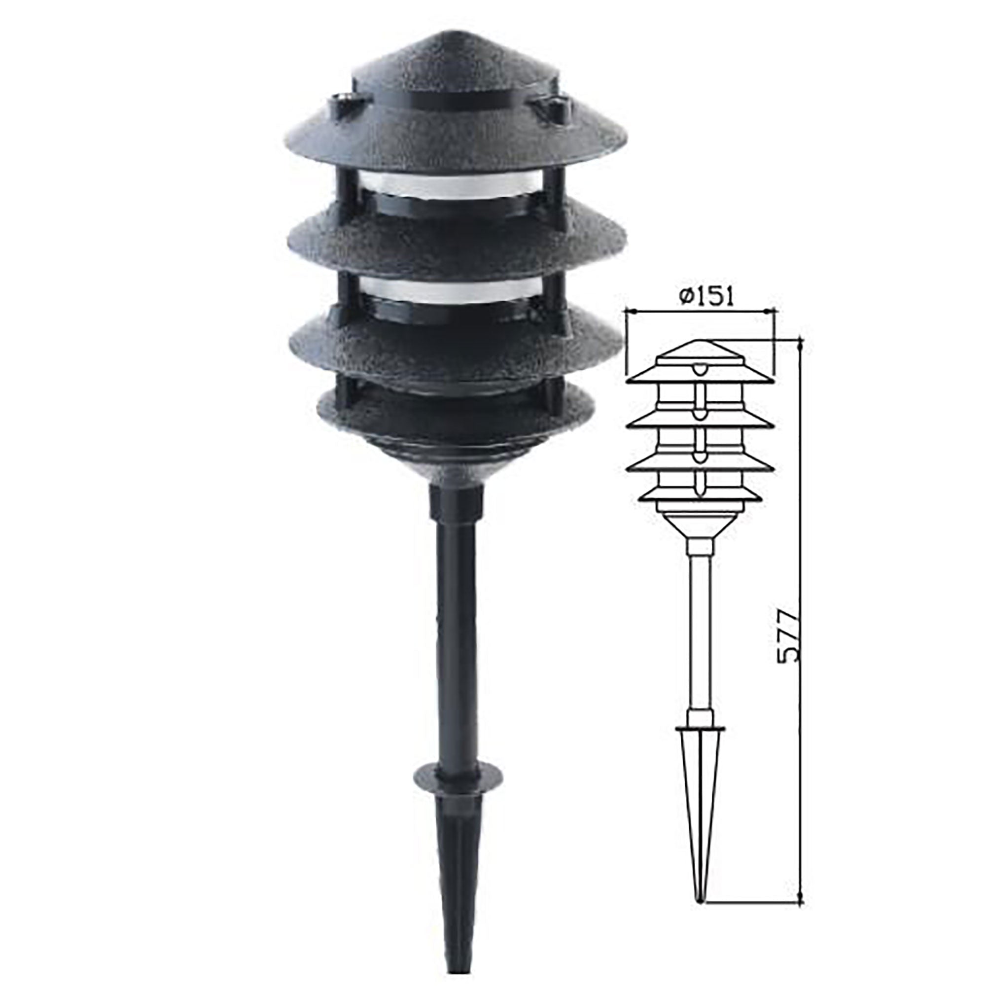 Pavillion Black 12V IP44 DIY Garden Pathway Spike Light