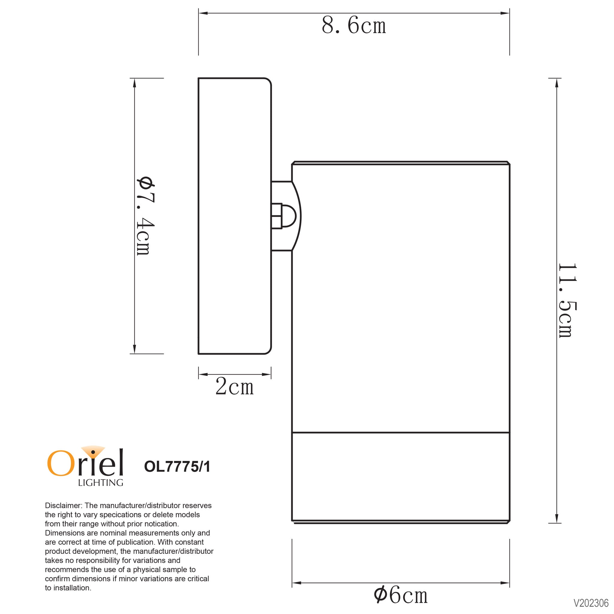 Zeta Black GU10 IP44 Fixed Down Wall Light