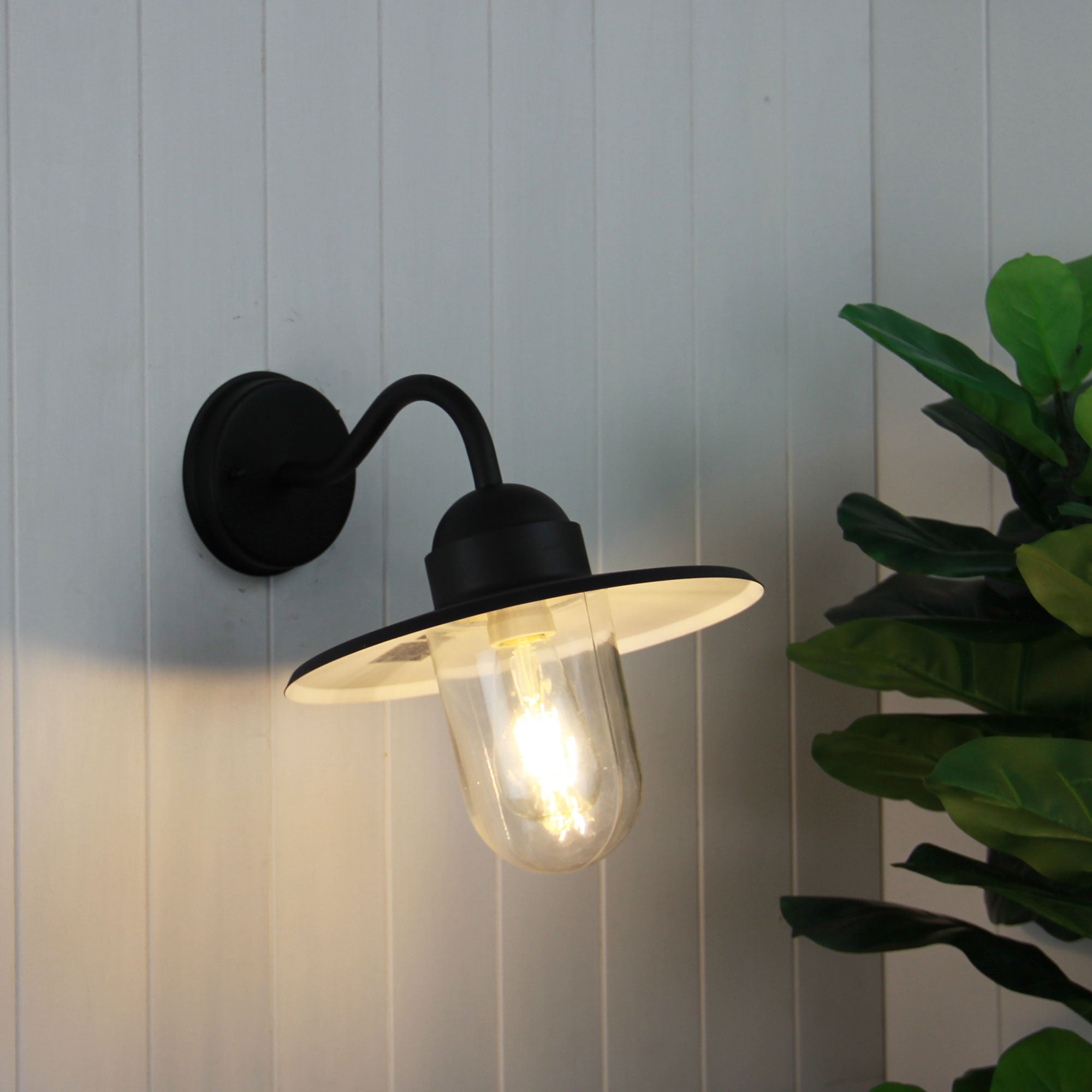 Alley Black E27 IP44 Retro Angled Wall Light