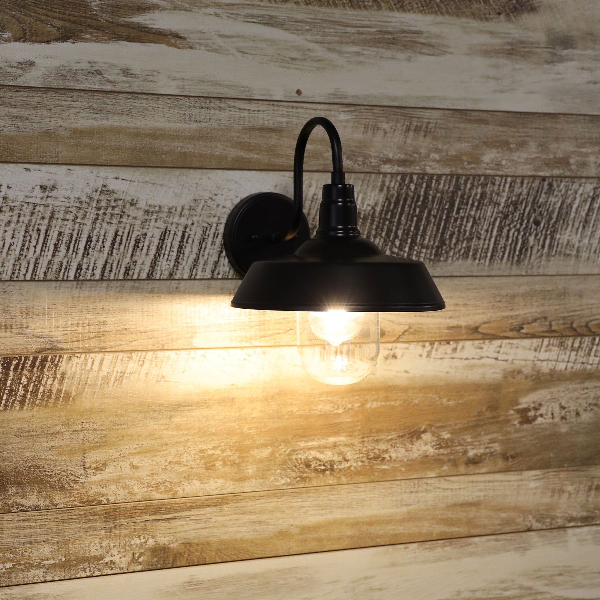 Hudson Black E27 IP44 Barn Style Wall Light