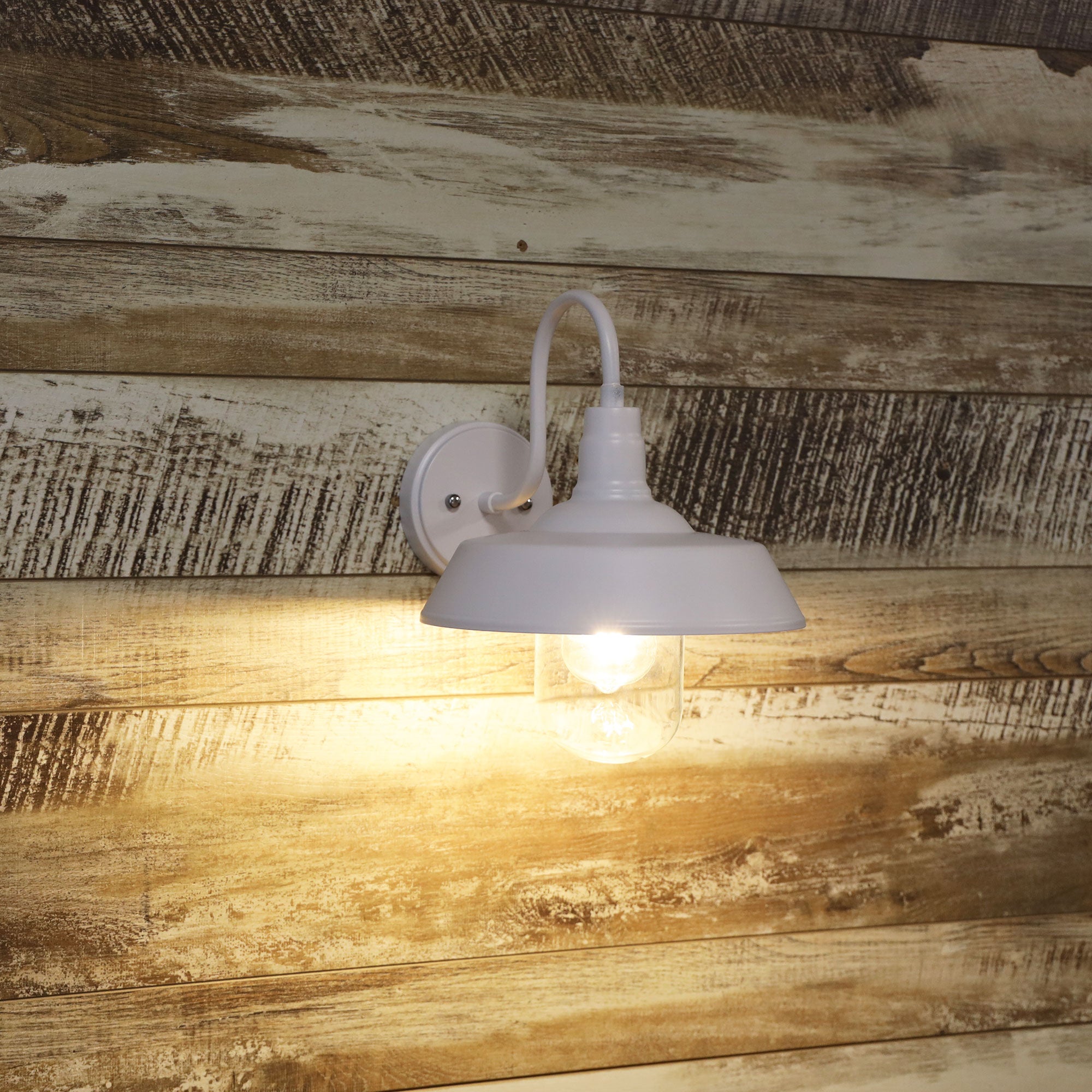 Hudson White E27 IP44 Barn Style Wall Light
