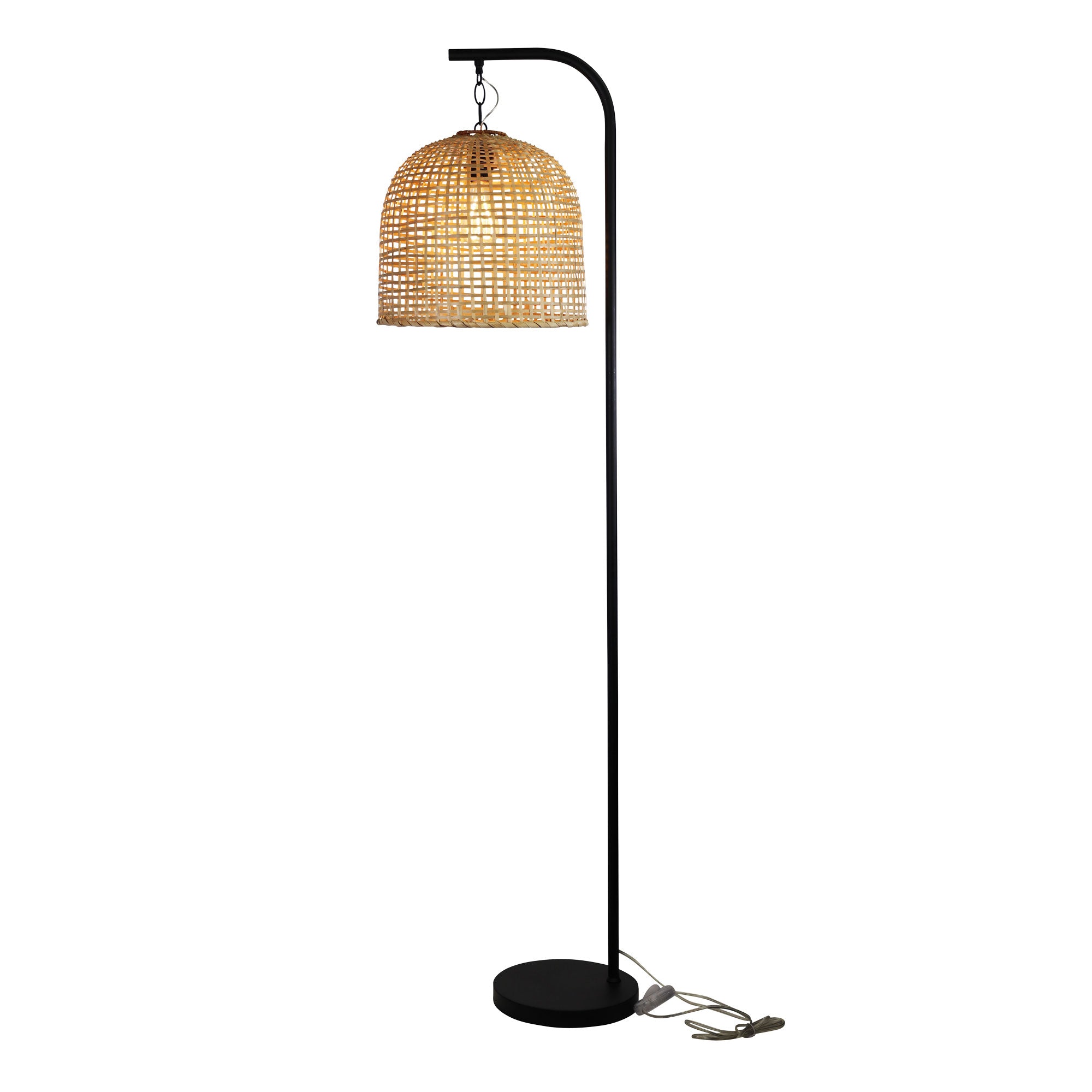 Jess Black & Natural Rattan Batur Shade Floor Lamp