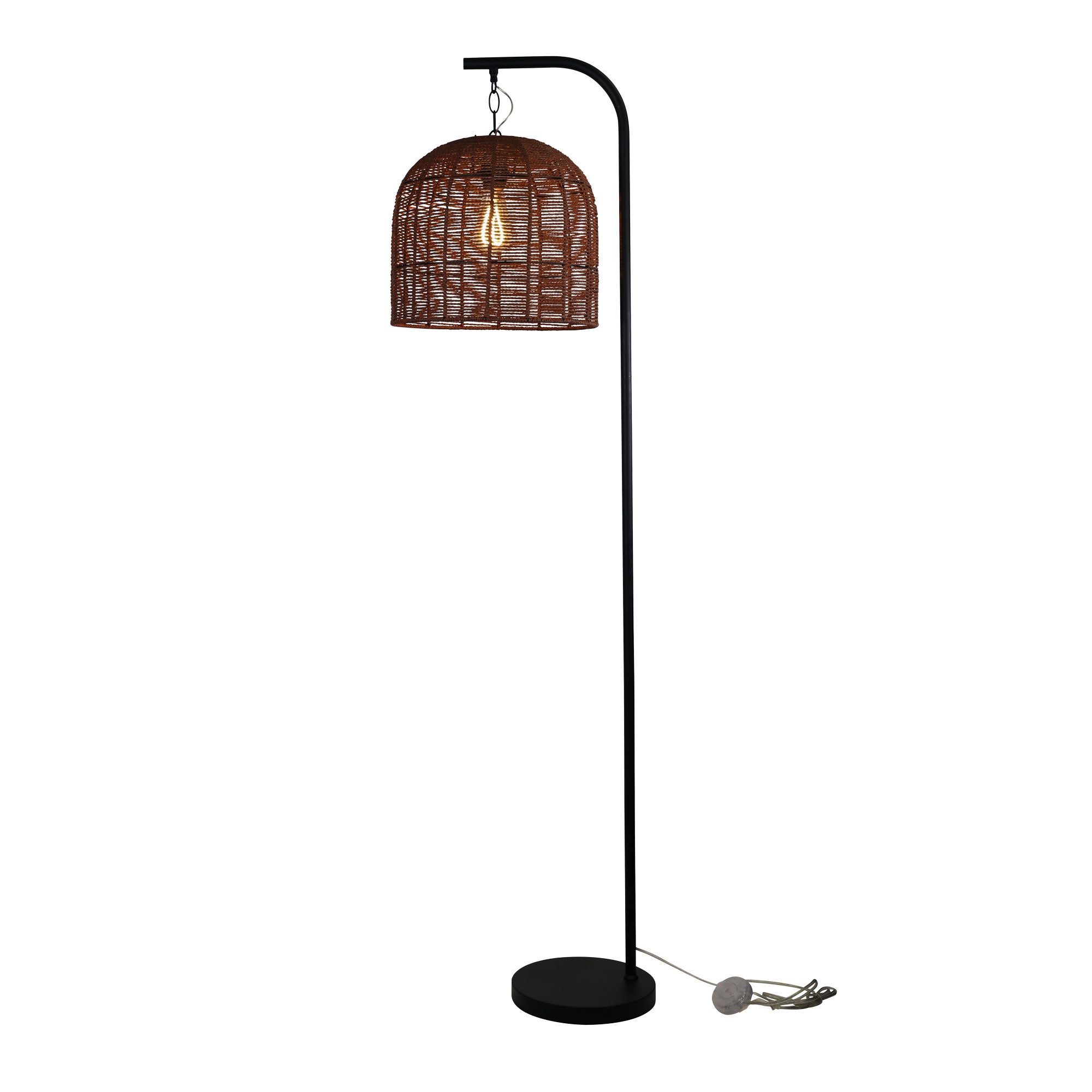 Jess Black & Natural Brown Poppa Shade Floor Lamp