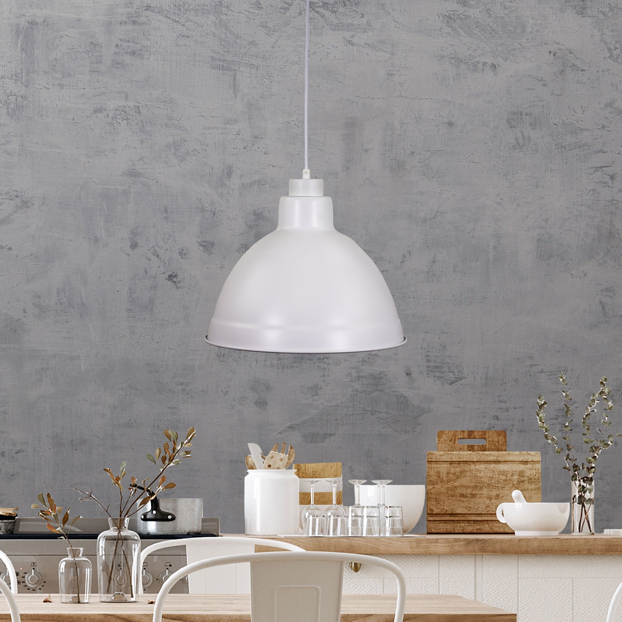 Yard White Industrial Style Pendant Light