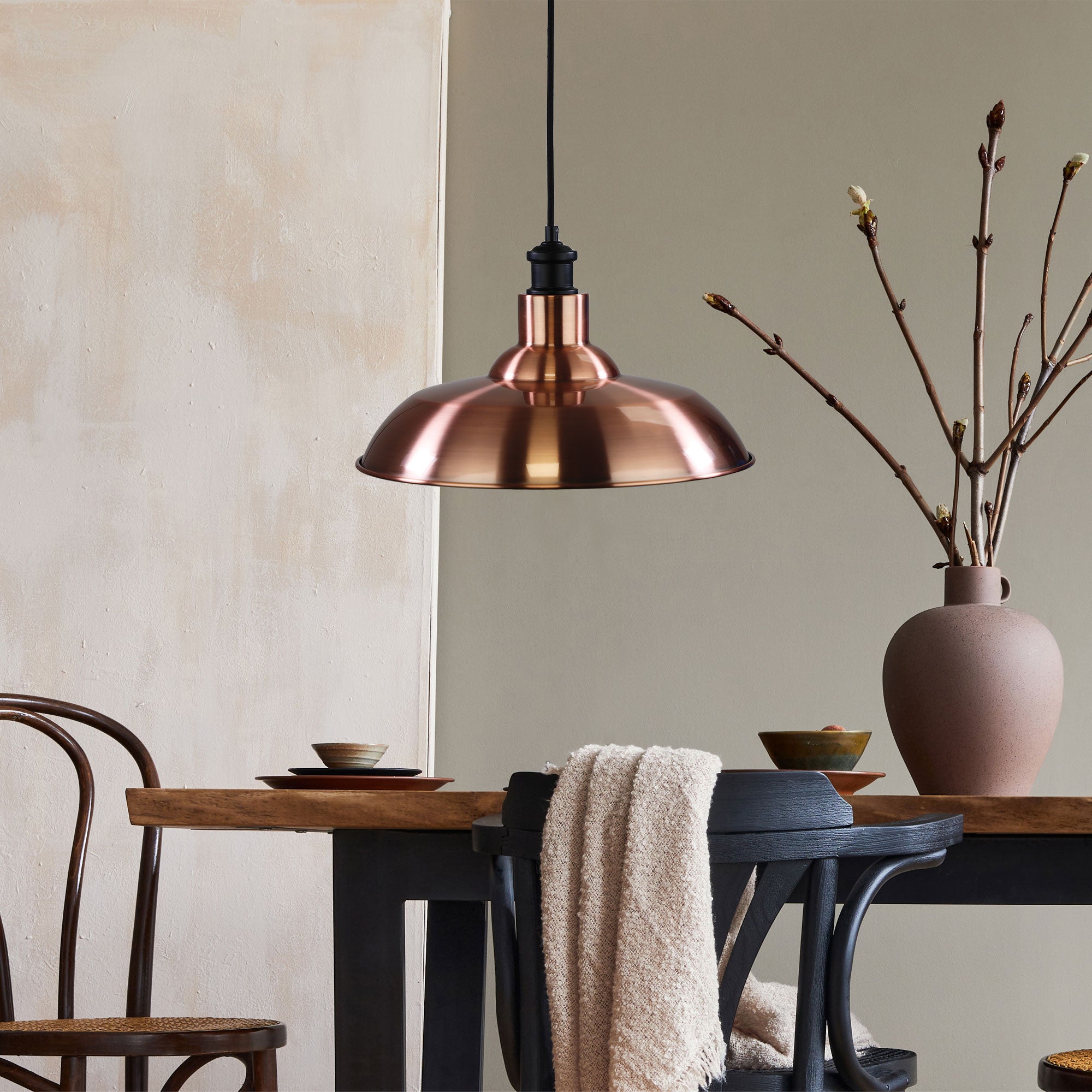 Slater Copper Industrial Style Pendant Light