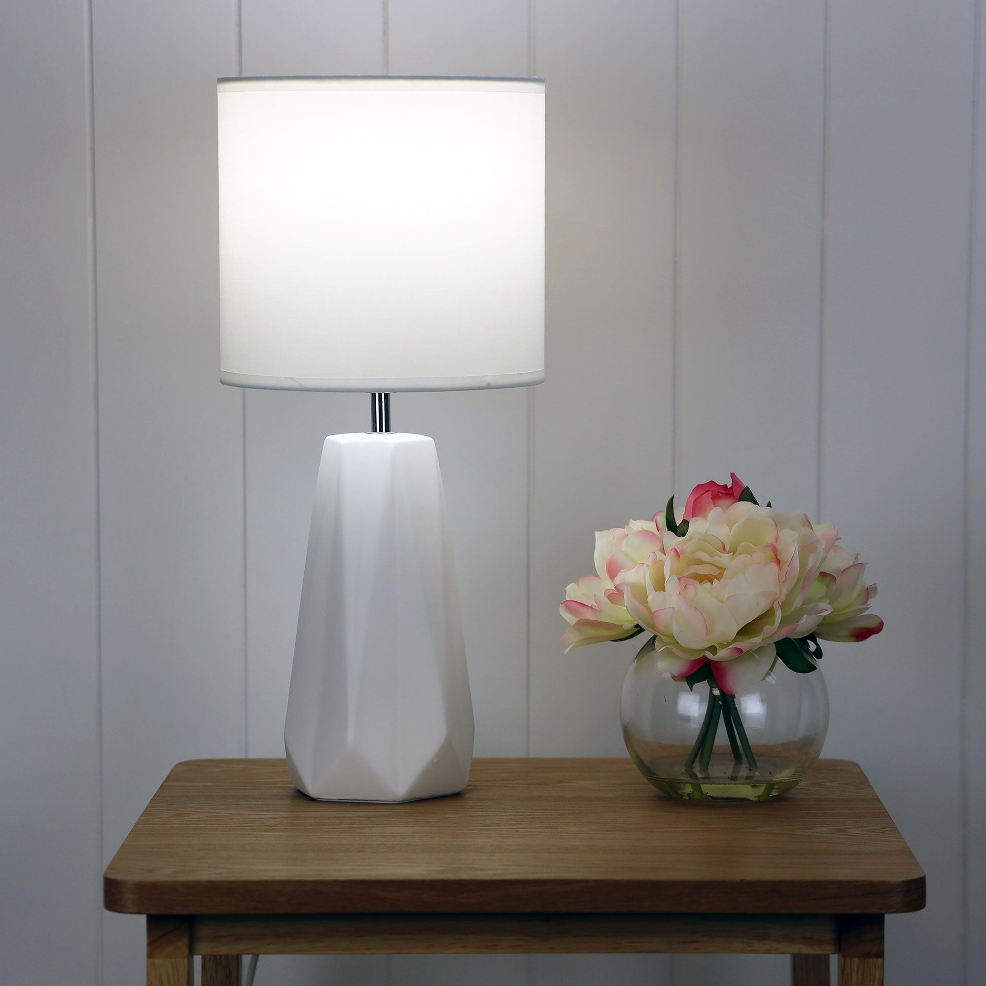 Shelly White Ceramic & Fabric Table Lamp