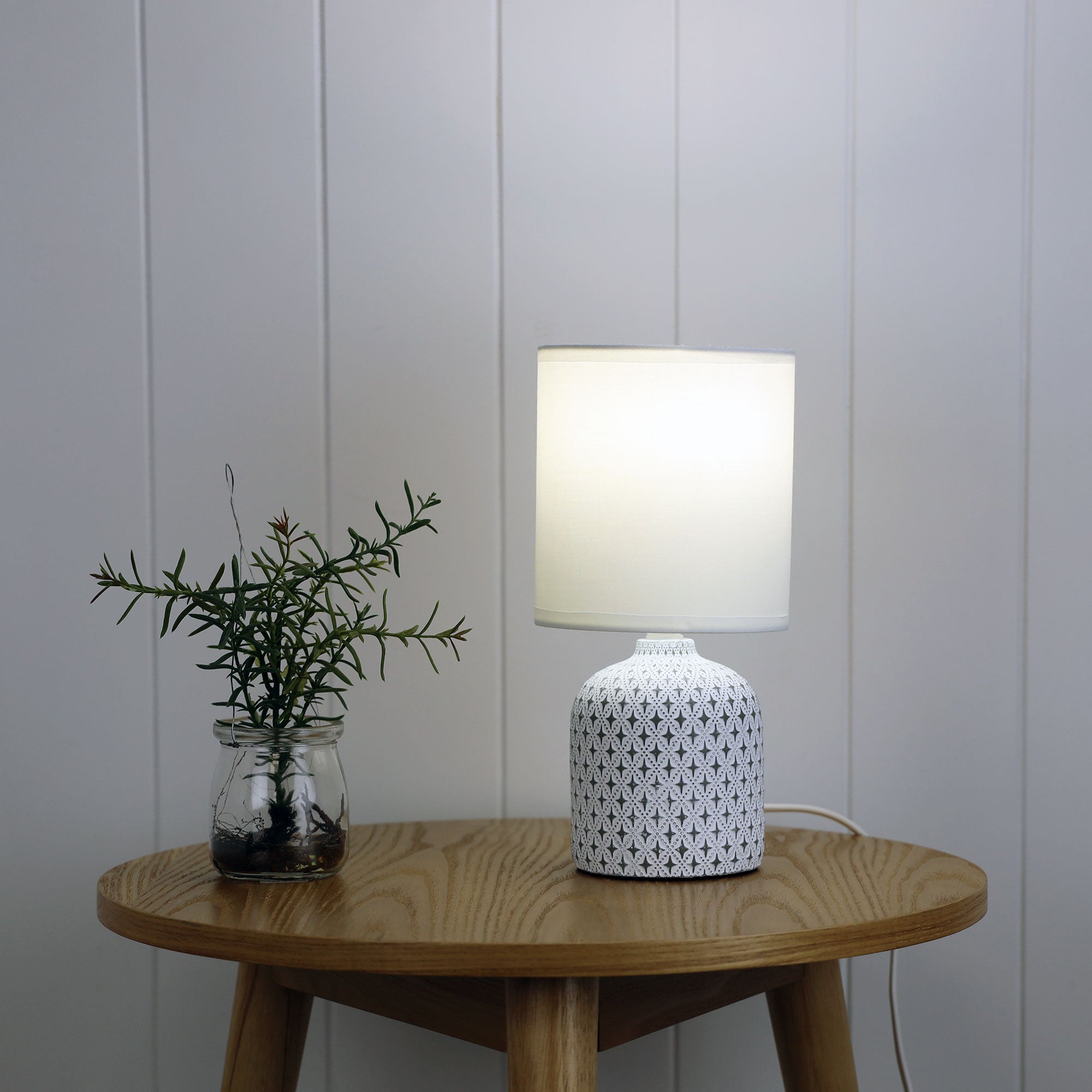 Vera White Ceramic & Fabric Table Lamp