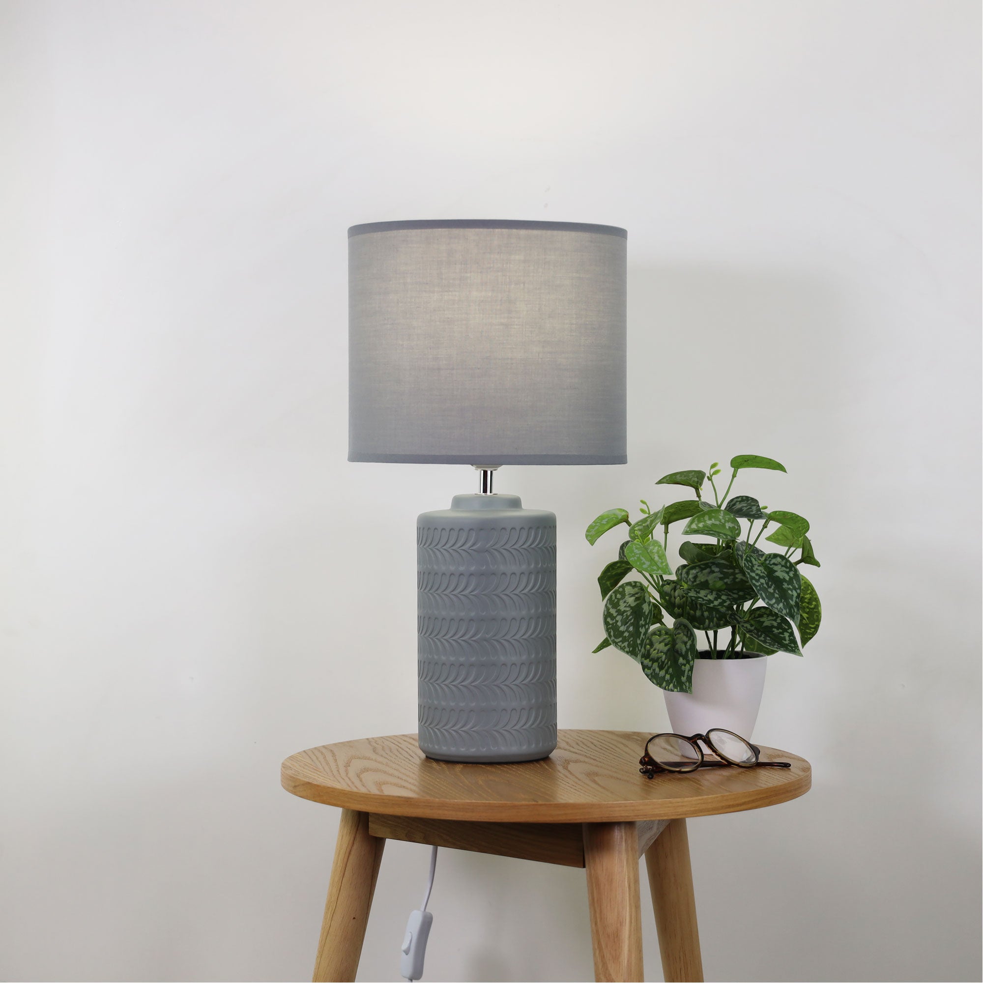 Jenny Grey Ceramic & Fabric Table Lamp