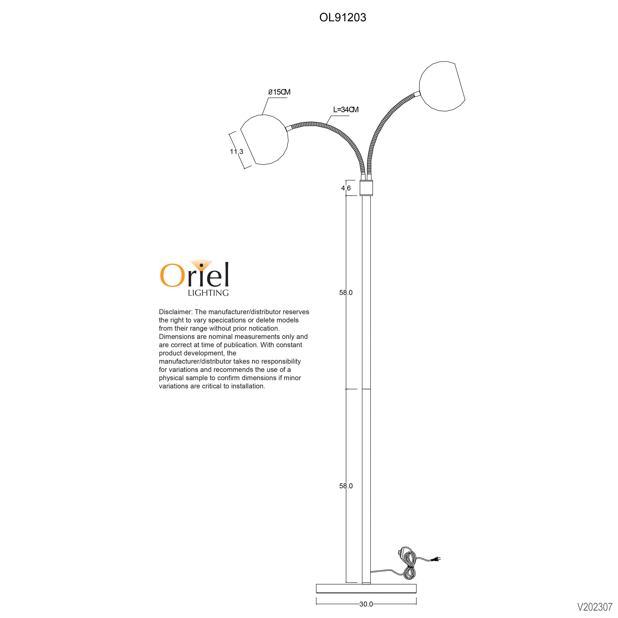 Bobo Chrome Twin Flexible Neck Floor Lamp