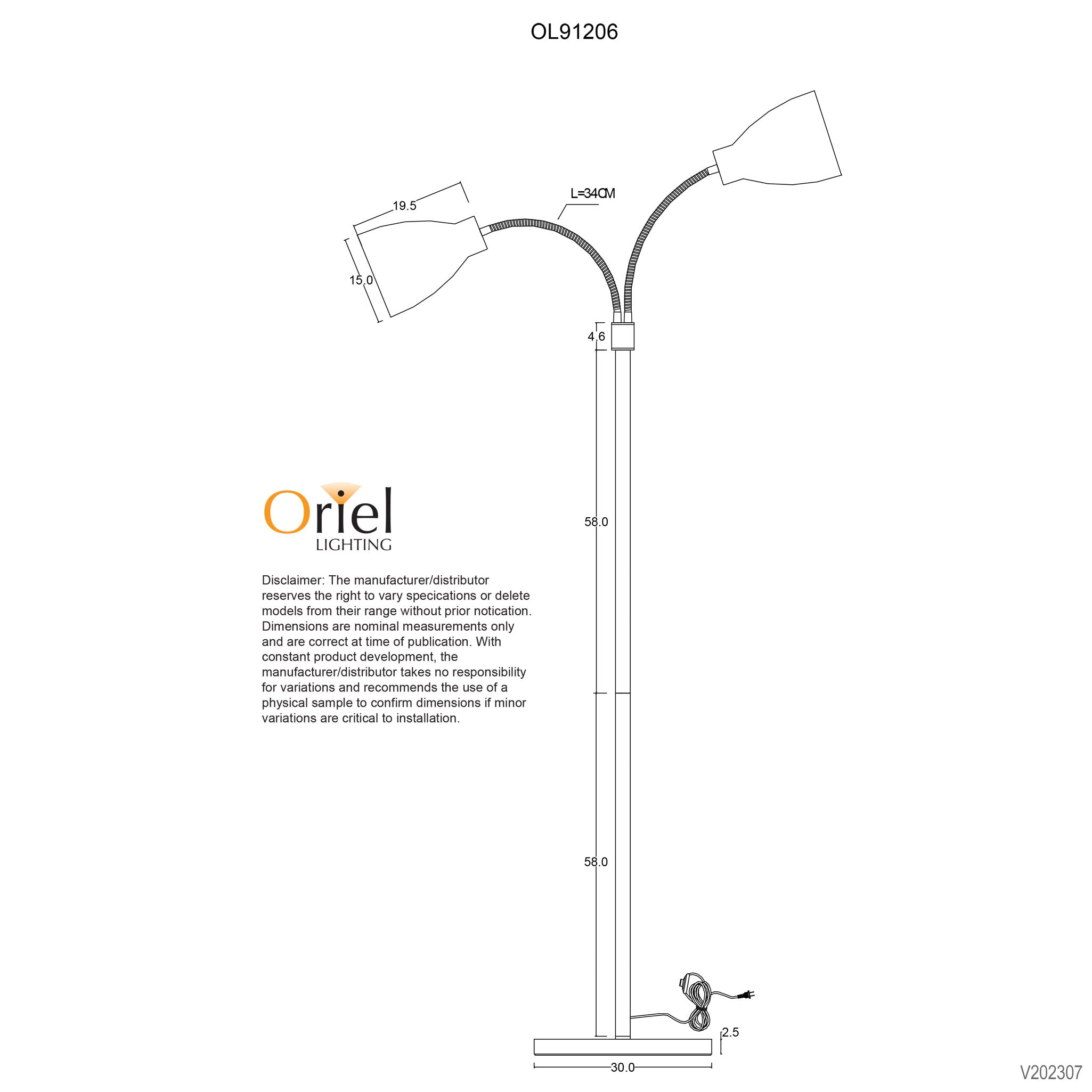 Retro Chrome Twin Flexible Neck Floor Lamp