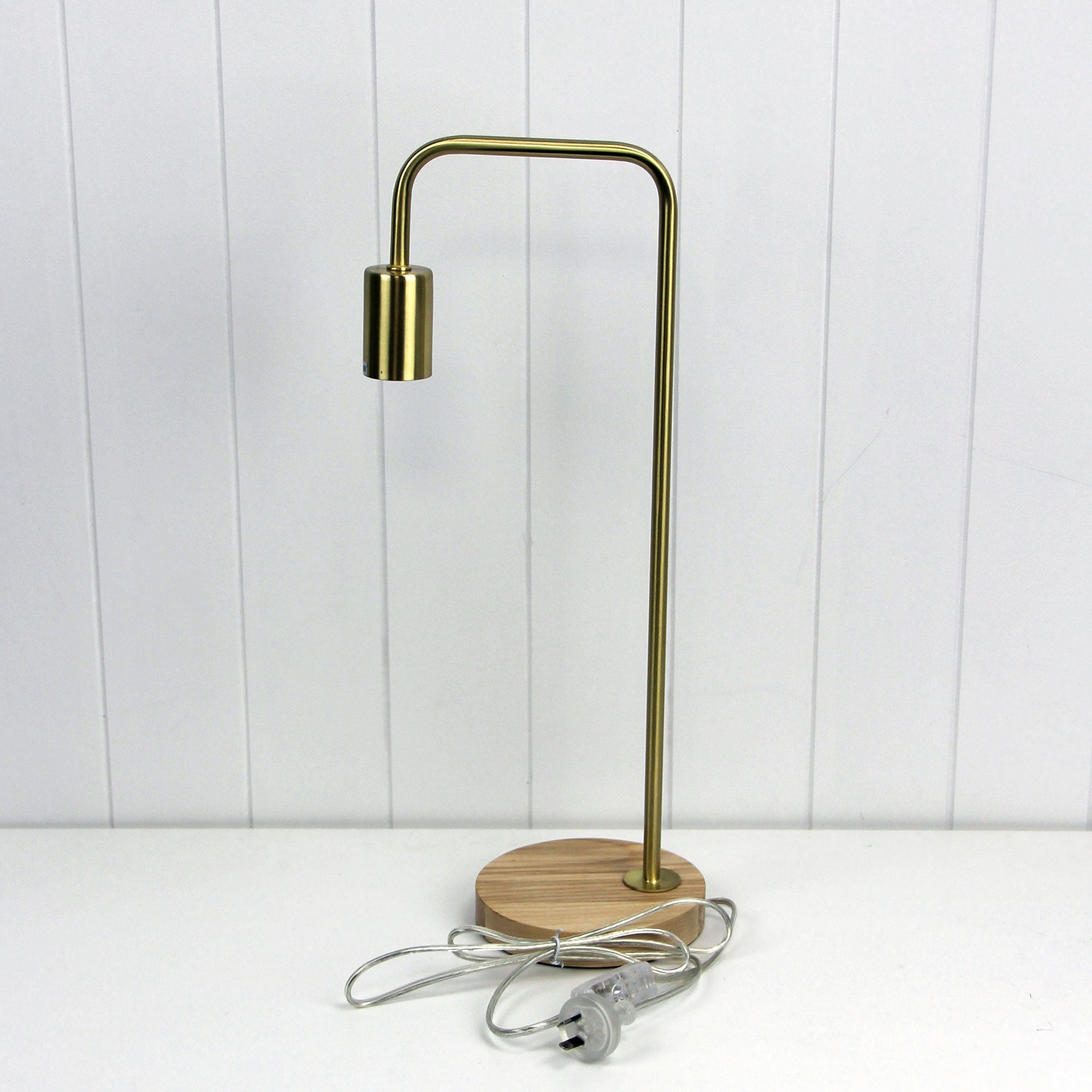 Lane Brushed Brass & Timber Scandi Table Lamp