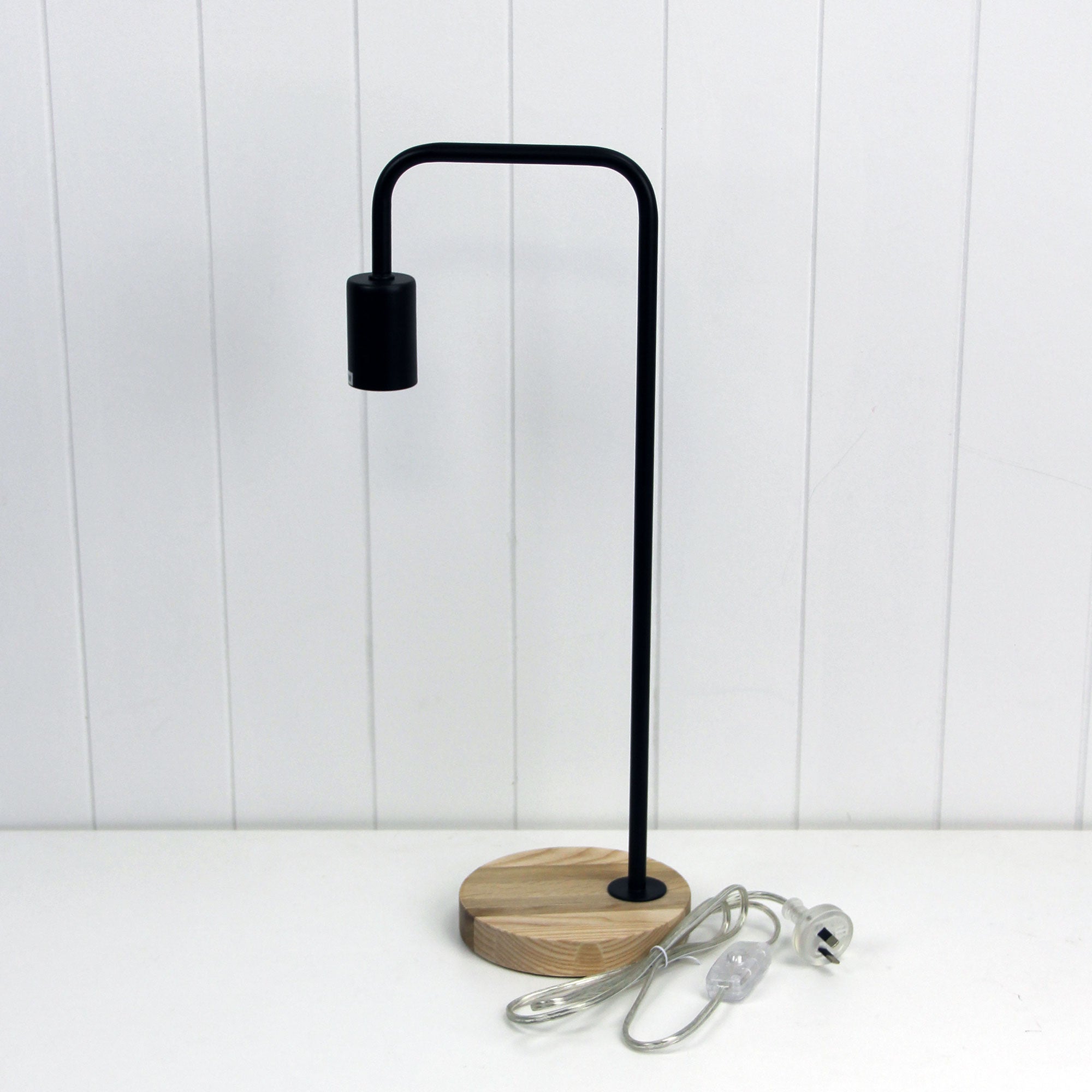 Lane Black & Timber Scandi Table Lamp