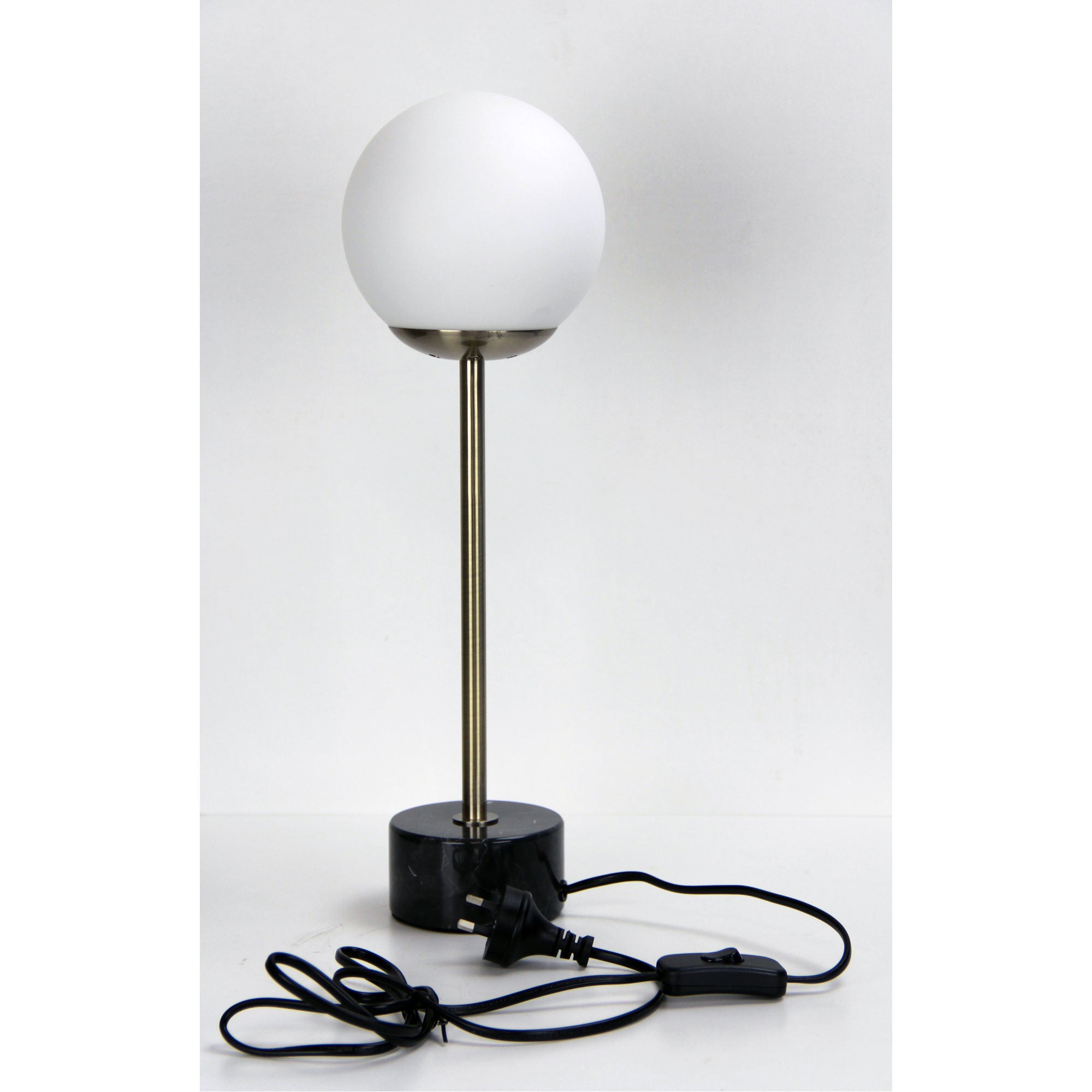 Milton Antique Brass, Marble & Opal Glass Art Deco Table Lamp