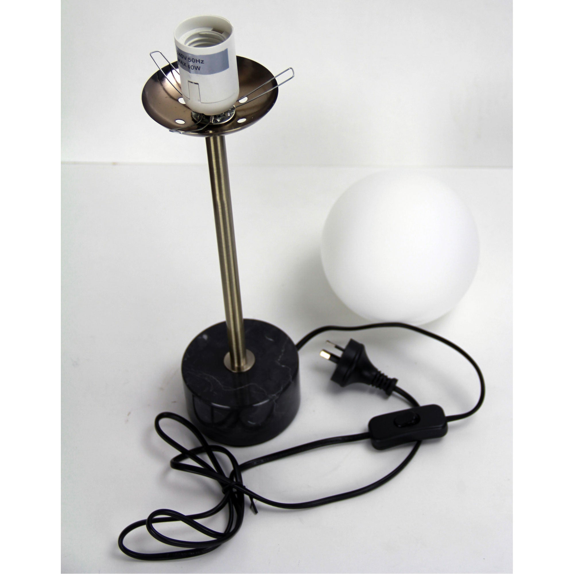 Milton Antique Brass, Marble & Opal Glass Art Deco Table Lamp